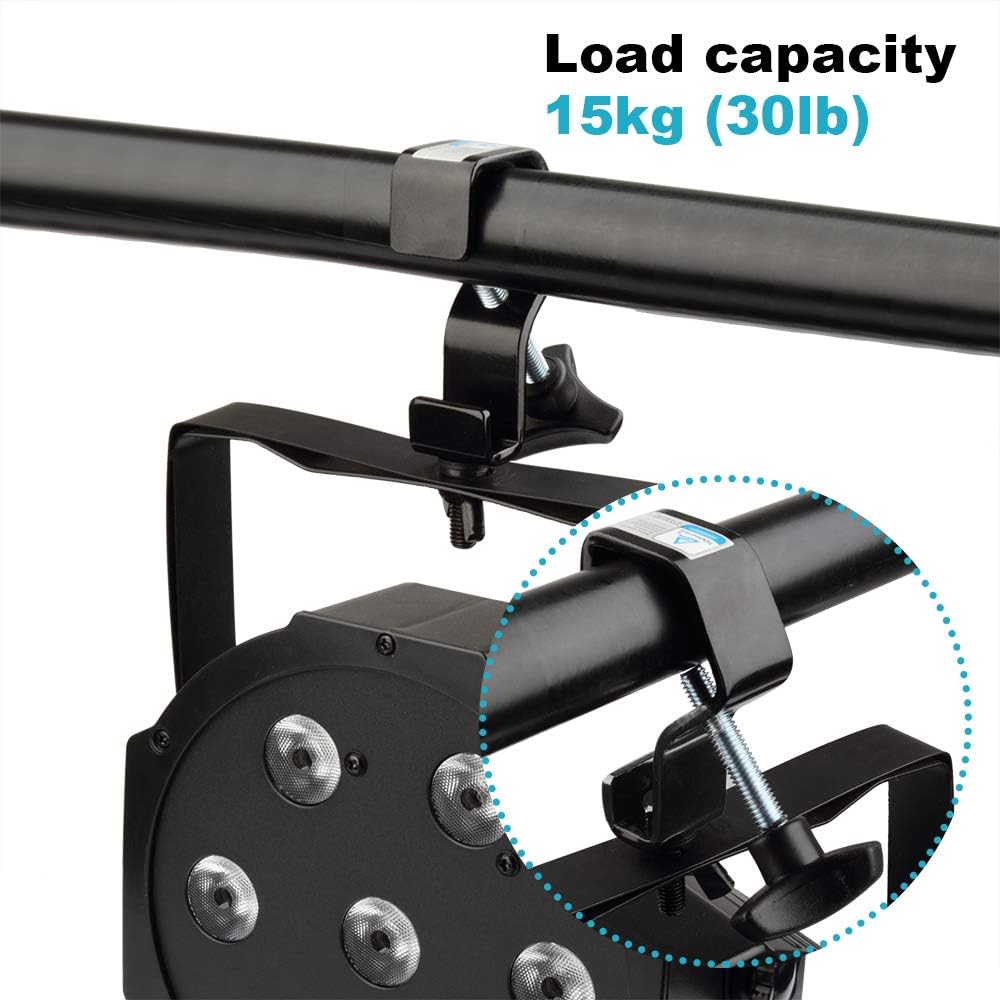 MOUNTAIN_ARK 6 Pack Black Truss C Clamps DJ Stage Light Hook, Heavy Duty, Fits Pipe OD 1''-1 1/8'', Iron