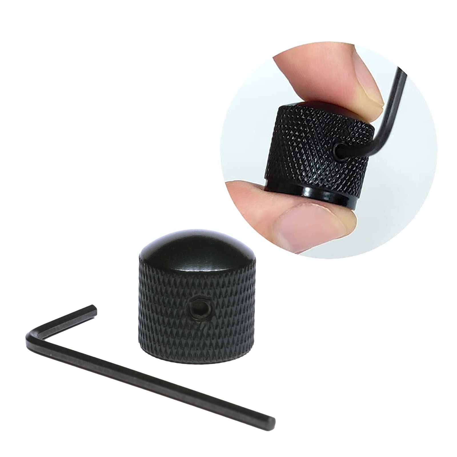 harpfeas 4 Pcs Metal Volume Tone Dome Tone Guitar Speed Control Knobs with Allen Keys Screws Set for Fender Strat Telecaster Gib