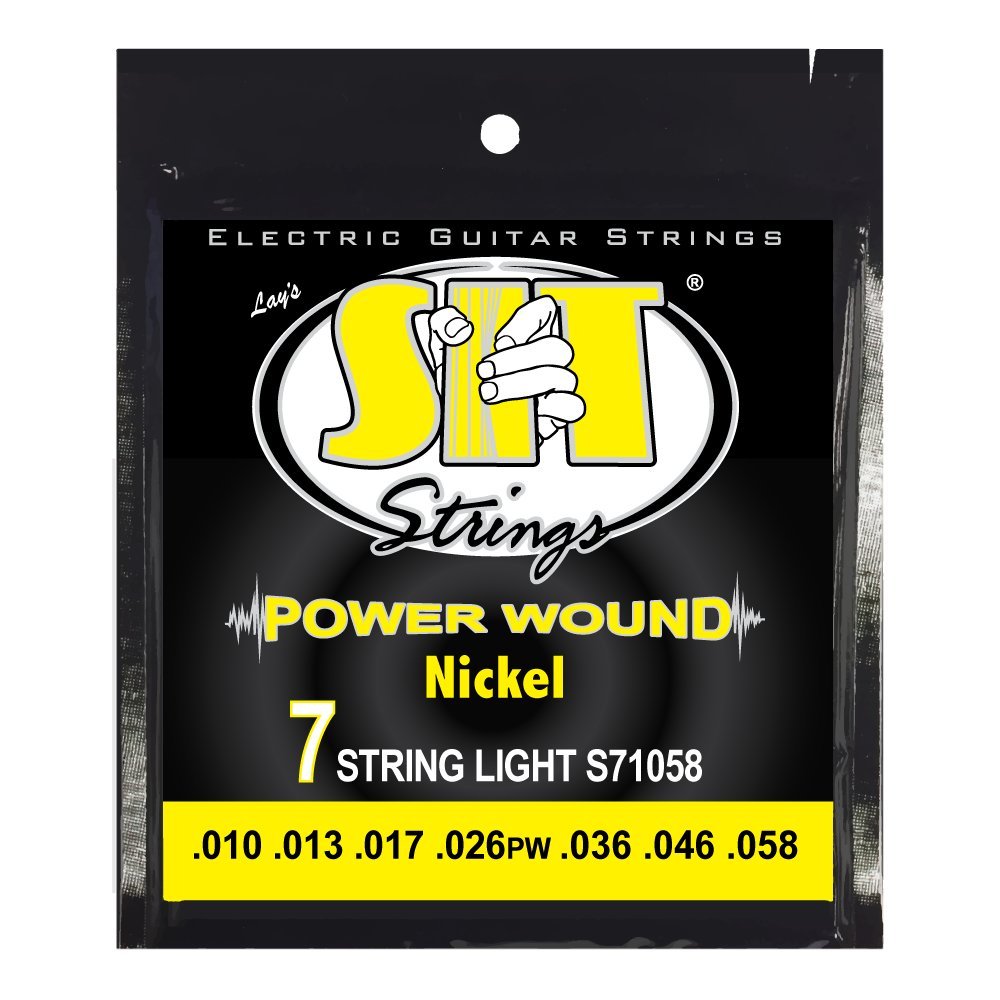SIT Strings Power Wound Nickel Electric Guitar Strings (S.I.T.), 7-String Light 10-58, S71058