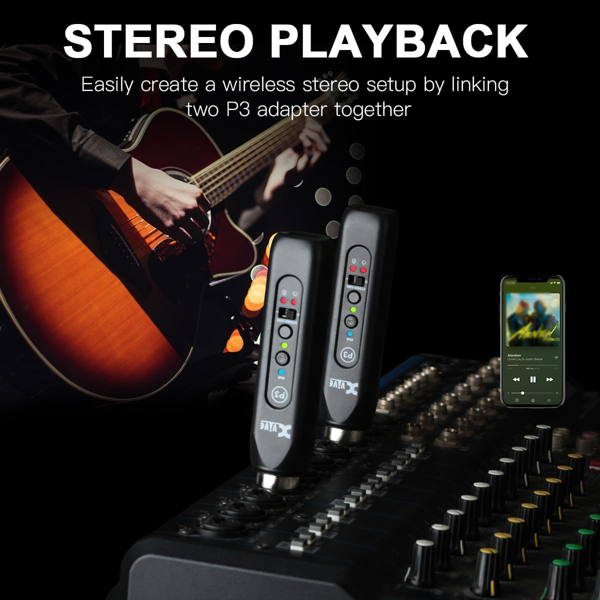 Xvive P3 Bluetooth XLR Receiver for Audio Mixer, Active PA, DJ Systems