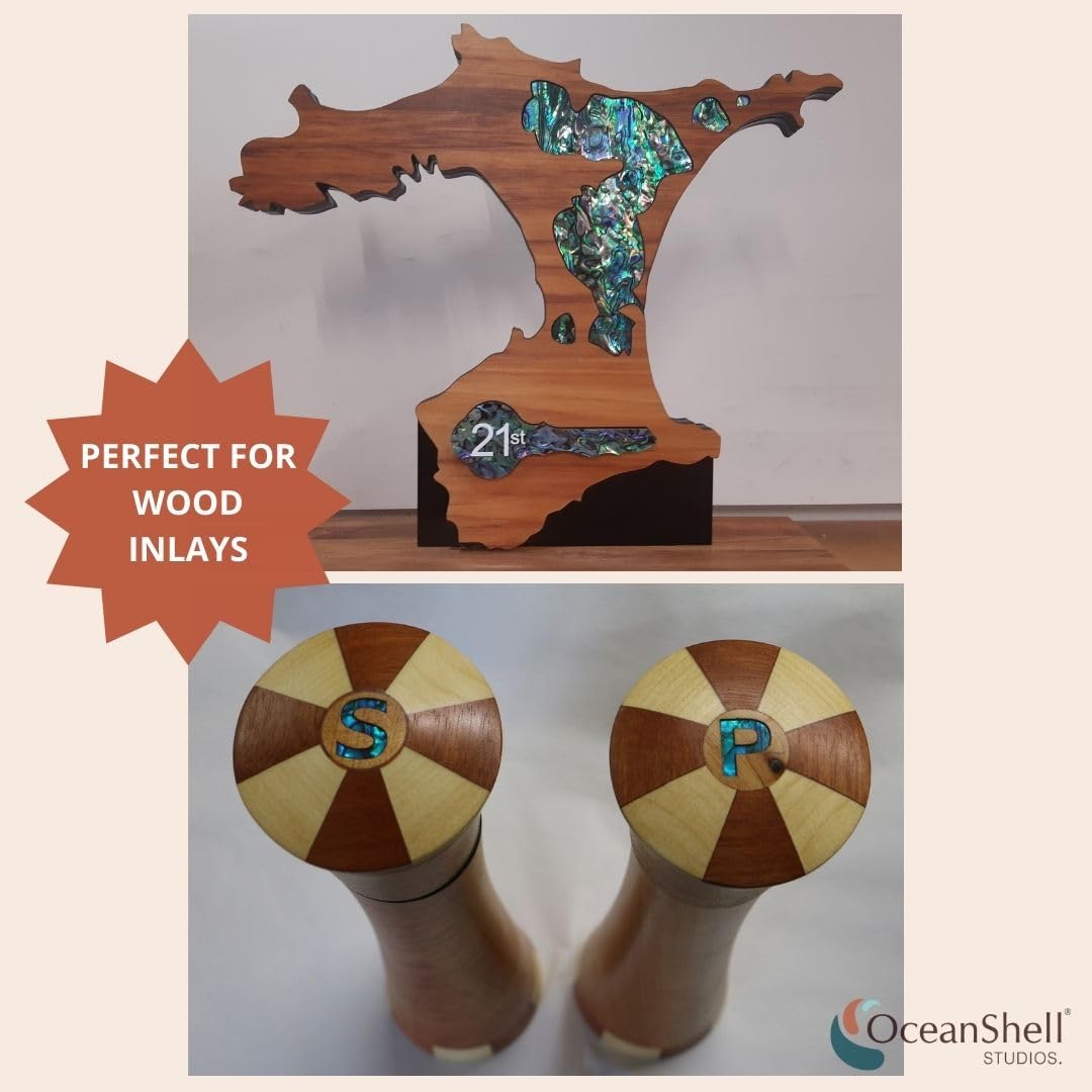 Abalone Shell Inlay Veneer for DIY or Professional Inlay Embellishments - Sustainable New Zealand Paua Natural- With 3M Double S