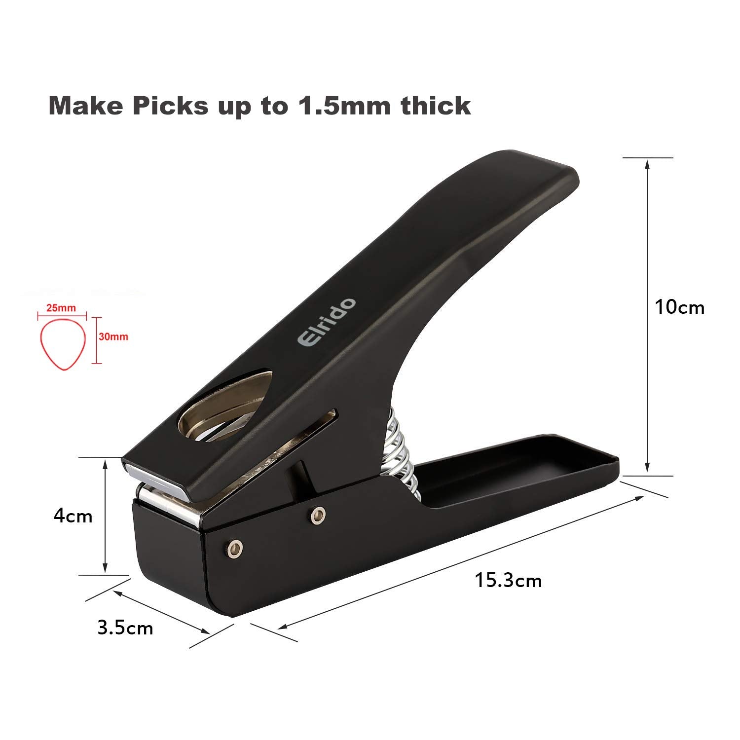 Elrido DIY Guitar Picks Maker Guitar Pick Punch Make Your Endless Guitar Picks, With Leather Key Chain Picks Holder and 2 Pick S