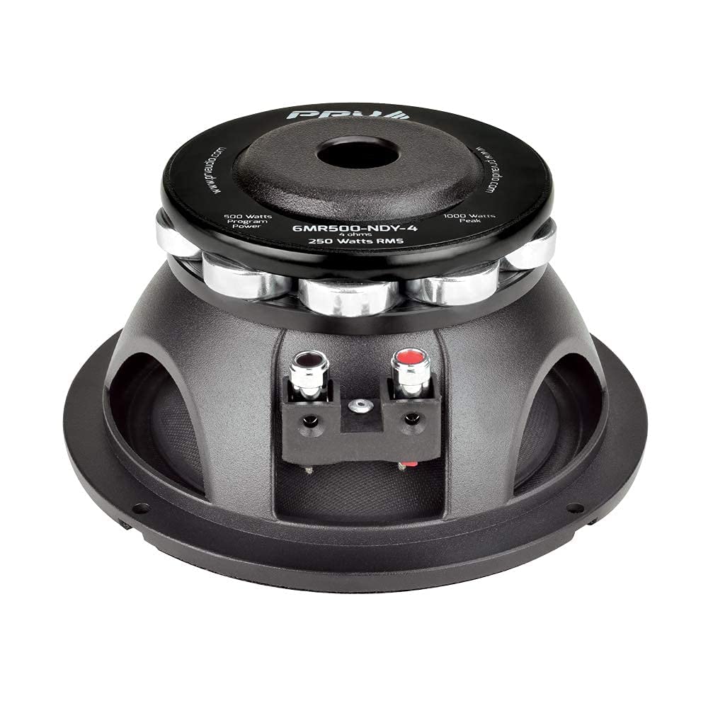 PRV AUDIO 6.5 Inch Midrange Speaker 6MR500-NDY-4 500 Watts 4 Ohm Neodymium Magnet, High Output Loudspeaker for Car Audio & Motor