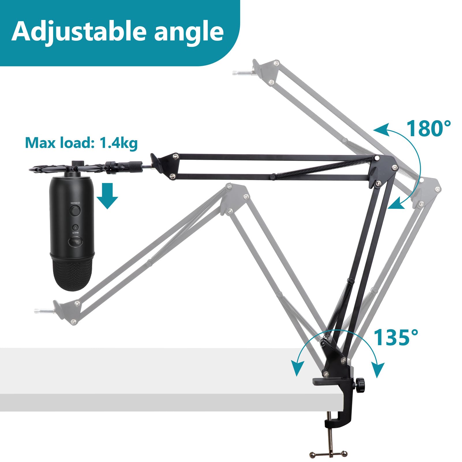 Blue Yeti Microphone Stand with Foam Cover - Suspension Boom Scissor Arm Stand and Mic Windscreen Pop Filter Compatible with Blu