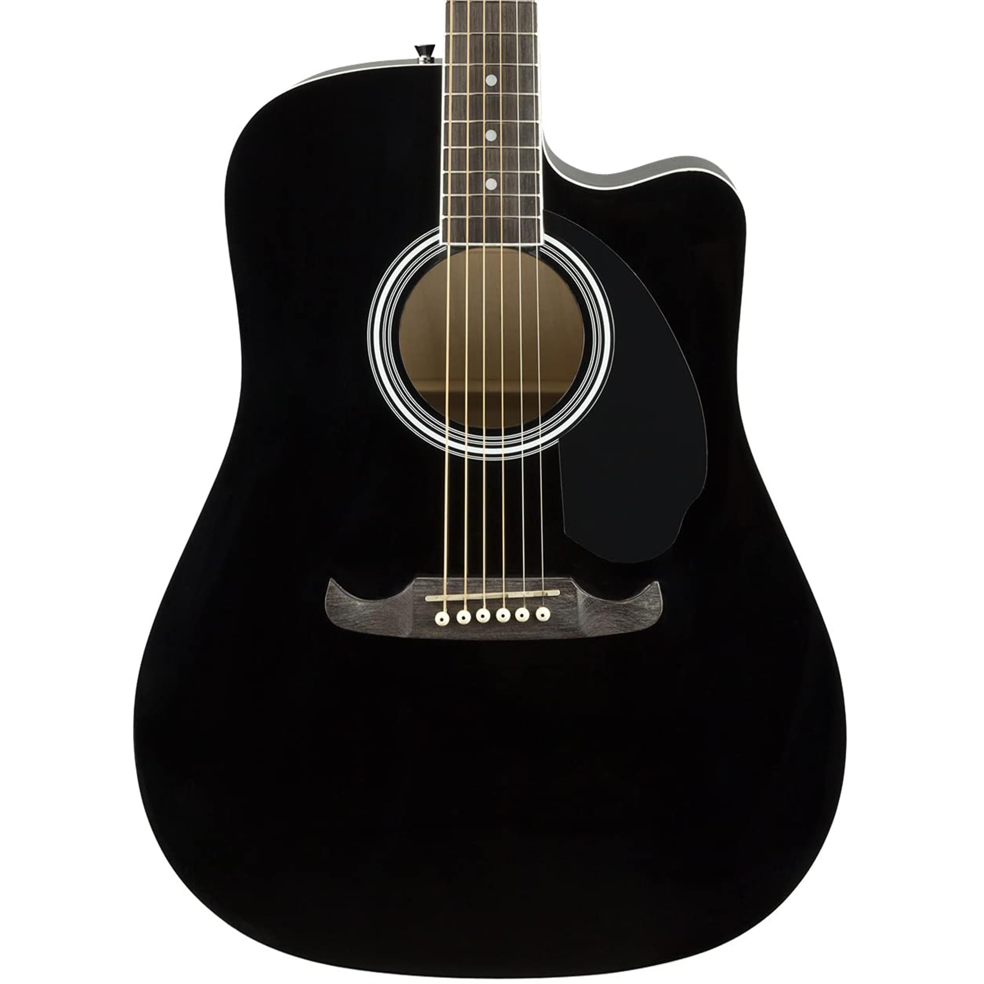 Fender FA-125CE Dreadnought Cutaway Acoustic-Electric Guitar - Black Bundle with Hard Case, Strap, Strings, Picks, Fender Play O