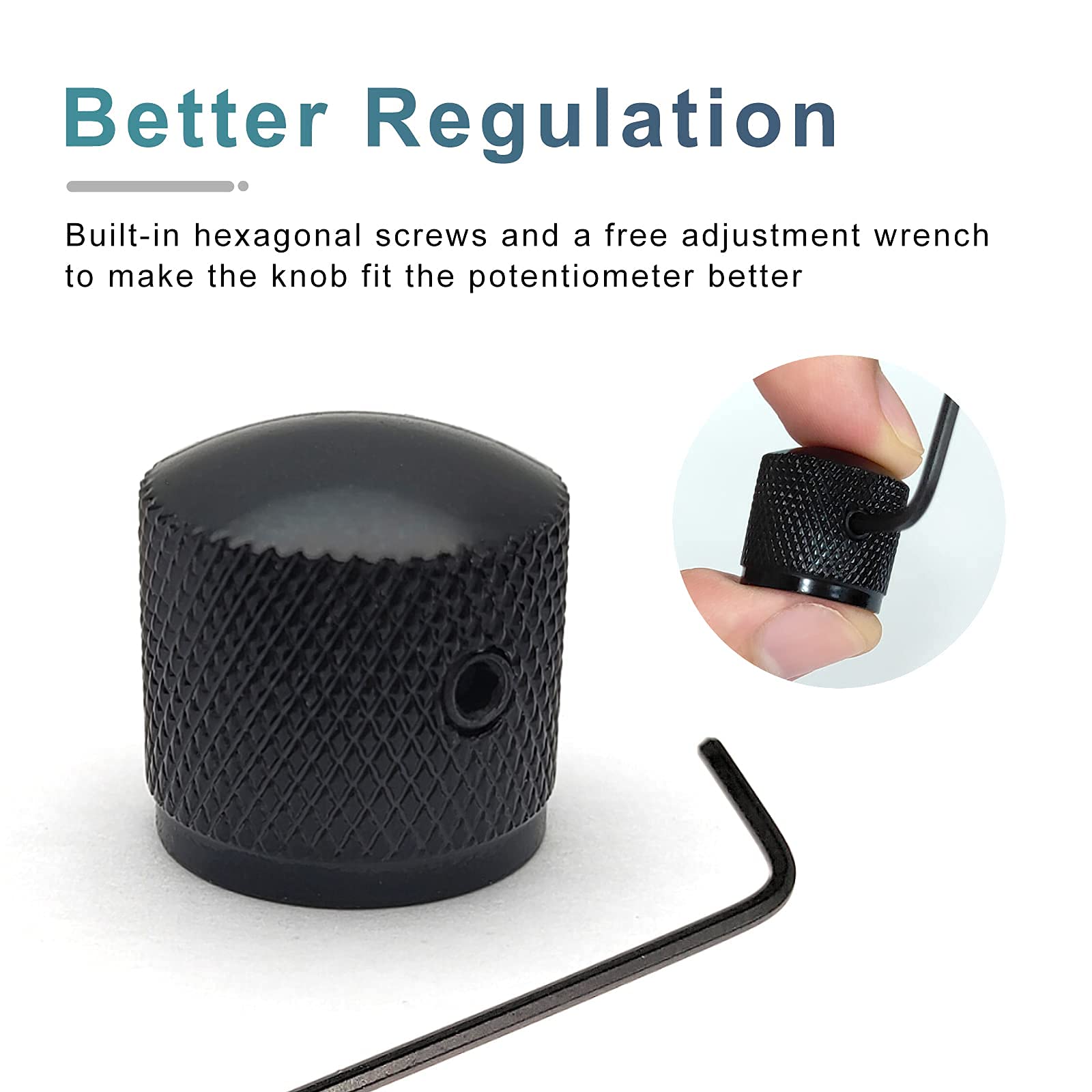 SAPHUE 4 Pcs Metal Volume Tone Dome Tone Guitar Speed Control Knobs with Allen Keys Screws Set for Fender Strat Telecaster Gibso