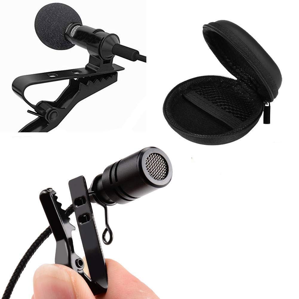 Stxxor Mic Dynamic Lapel Collar Mic Voice Recording Lavalier Auxiliary Microphone For Singing Youtube, Black With Poch