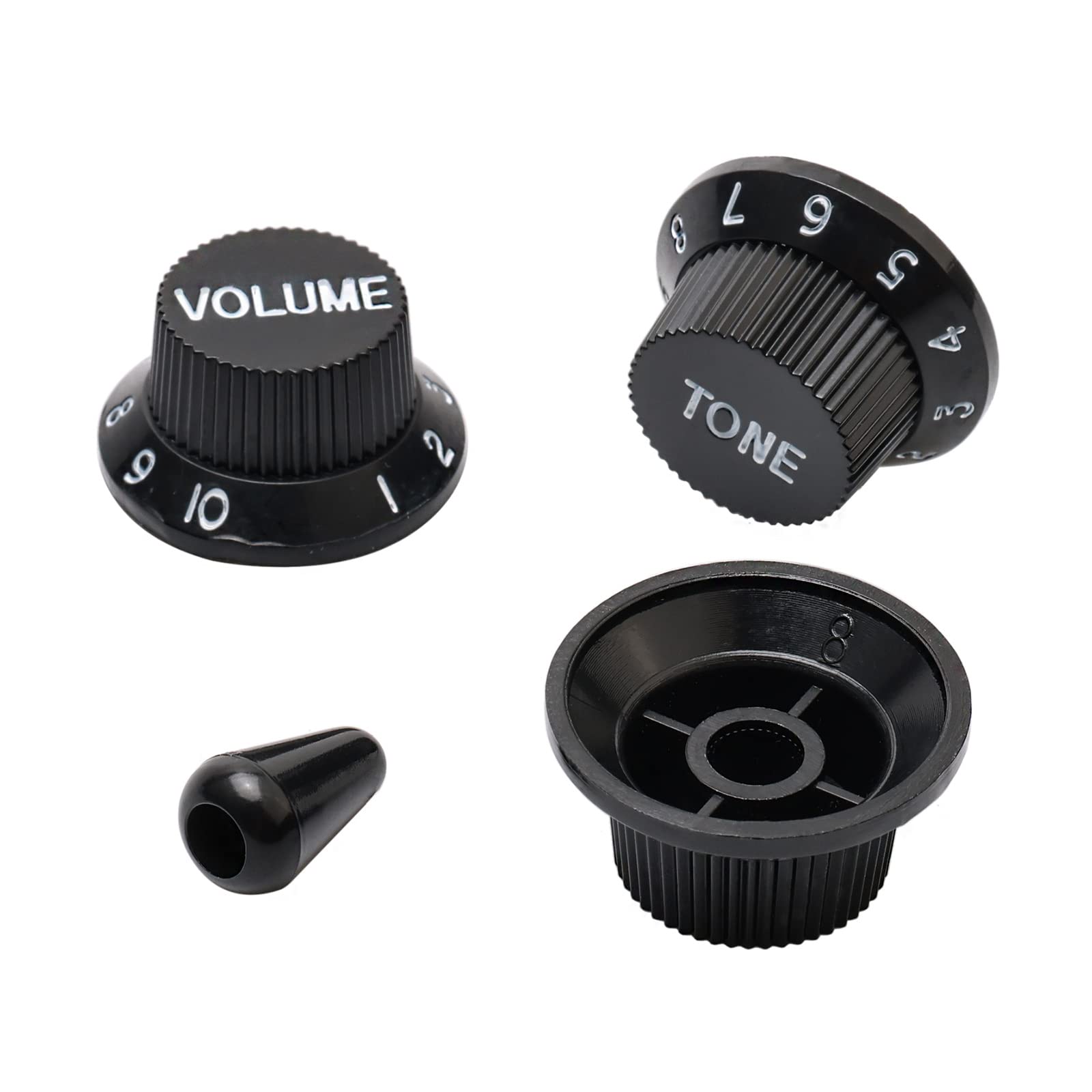 Unxuey 48mm 50mm 52mm Pickup Cover with Volume and Tone Knobs Switch Cap Kit for SQ ST Electric Guitar (Black)