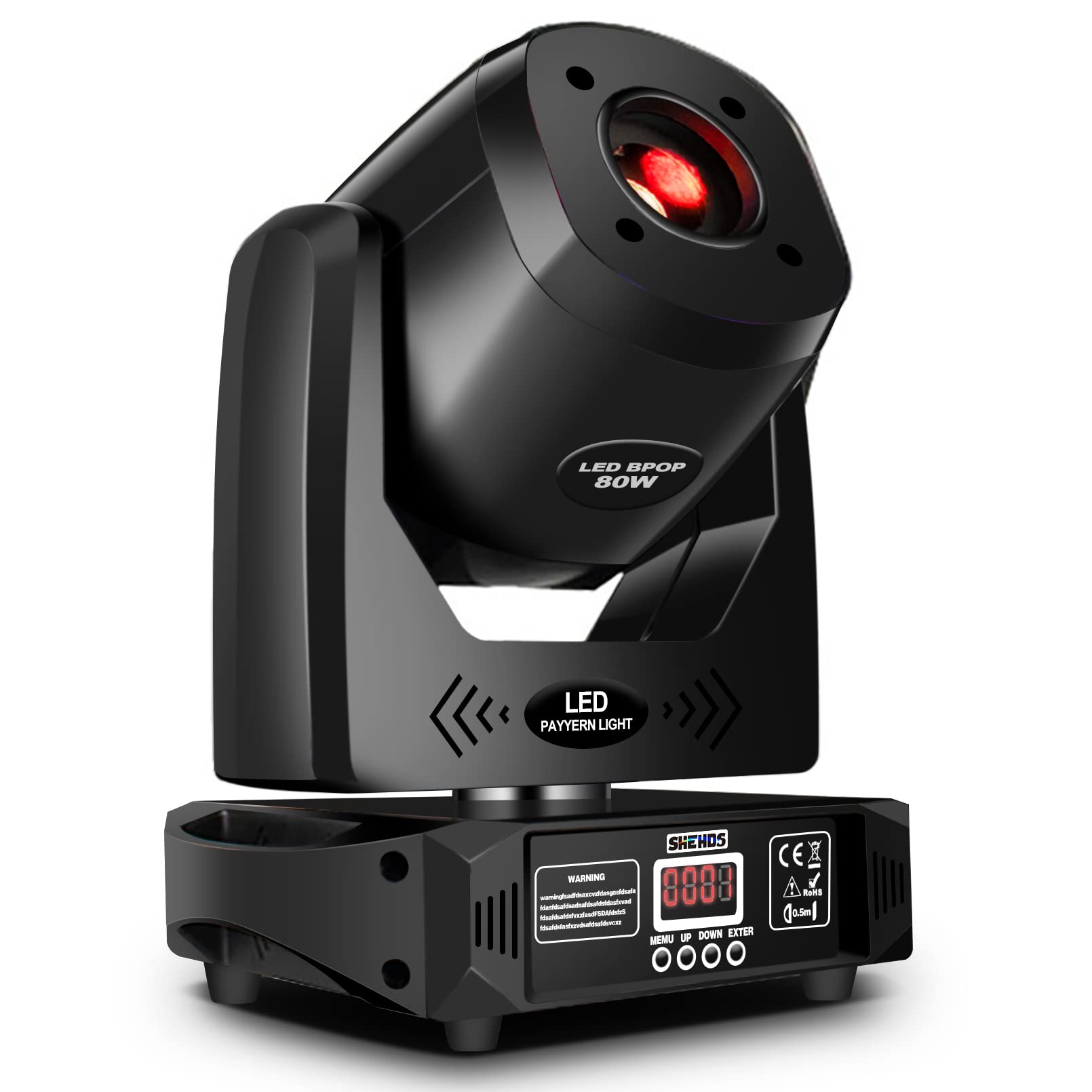 SHEHDS Moving Head Light LED 80W Spotlights with 8 Colors 8 Gobos DJ Lights 3-Facet Rotatable Prism Electronic Focus Sound Activ