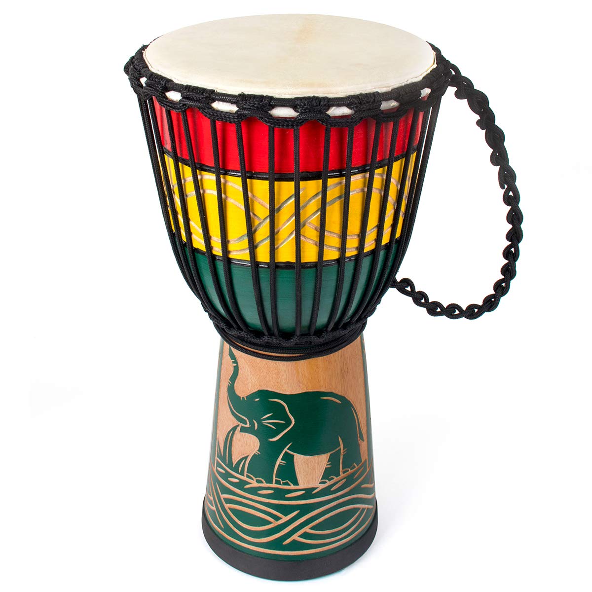 lotmusic African Djembe Drum, 95 carved Mahogany congo Drum, Professional Bongo Drum With goatskin Drumhead for Adults