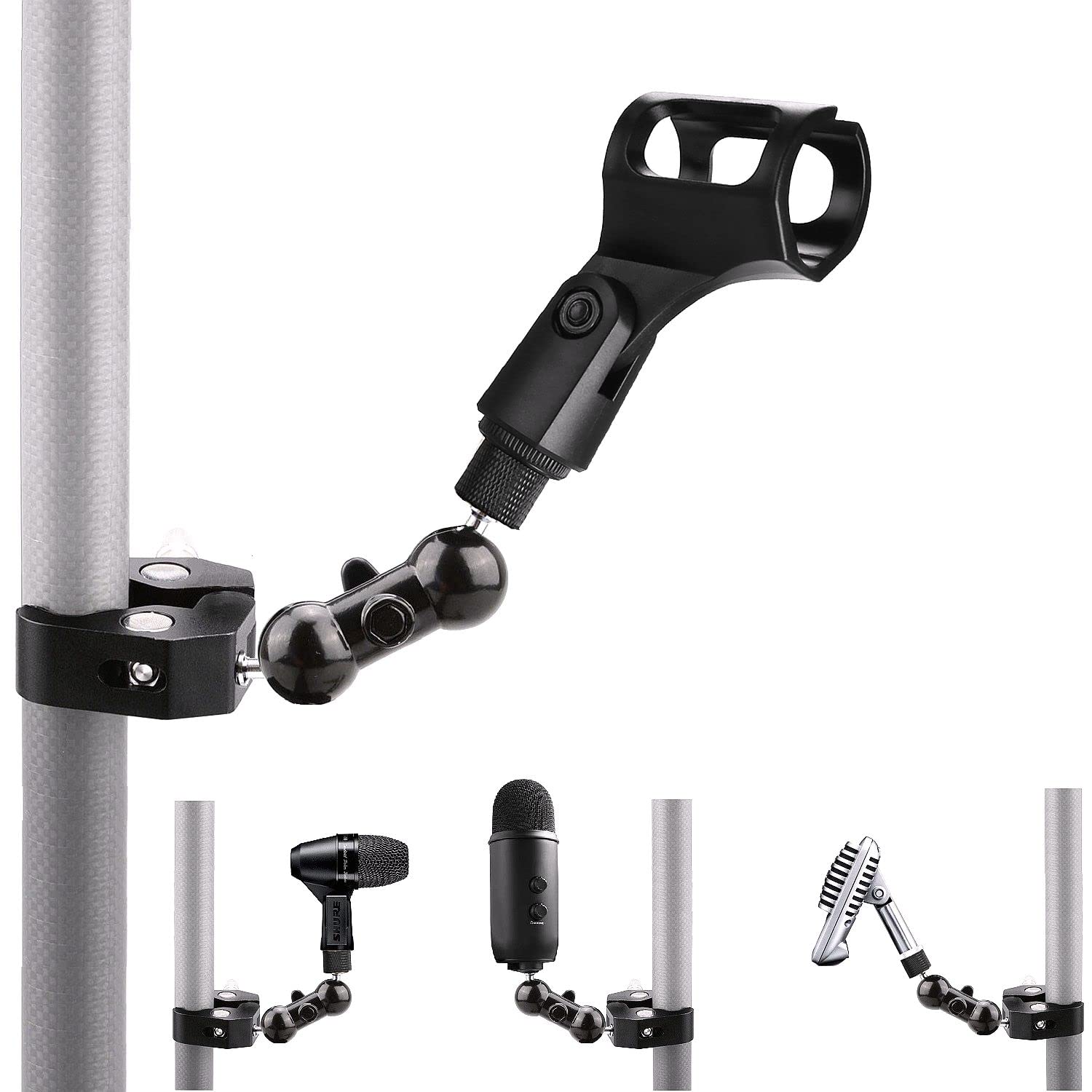 Microphone Clip, Mic Clamp Mount Holder compatible with Shure sm58 sm48 sm81 sm57 Mic, MV5,MV51,PGA52,Sennheiser E835,E945 E935,