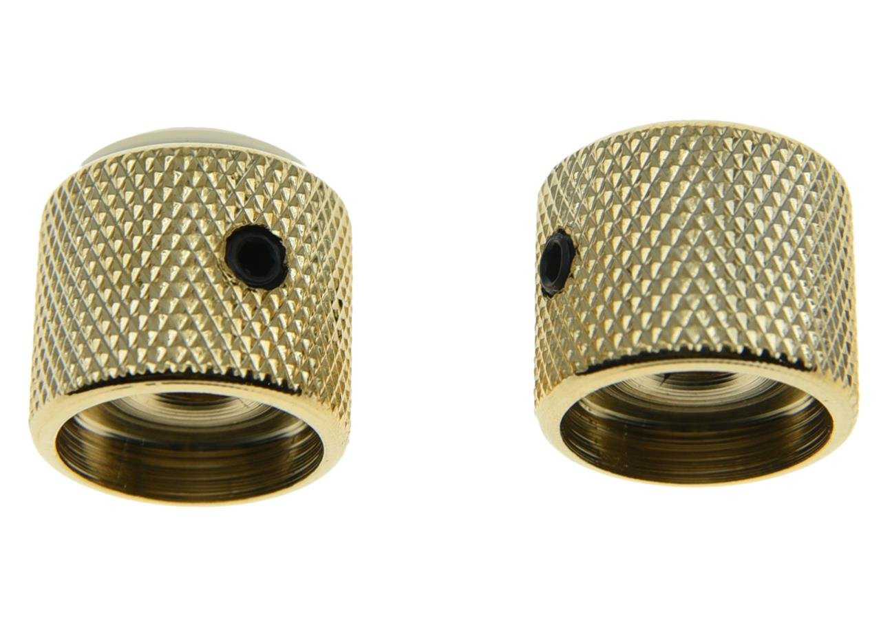 KAISH Set of 2 Gold with White Pearl Cap Guitar Knobs Pearl Top Dome Knobs Bass Knob with Set Screw for Tele/Telecaster