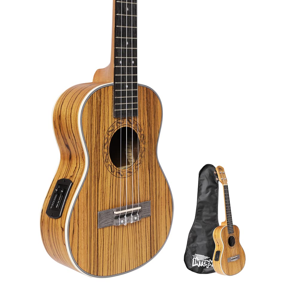 INTERN 26 Tenor semi-acoustic/electro acoustic Ukulele, Solid wood 26 inch Hawaiian Ukuleles for Adults Batking Tenor Ukulele 
