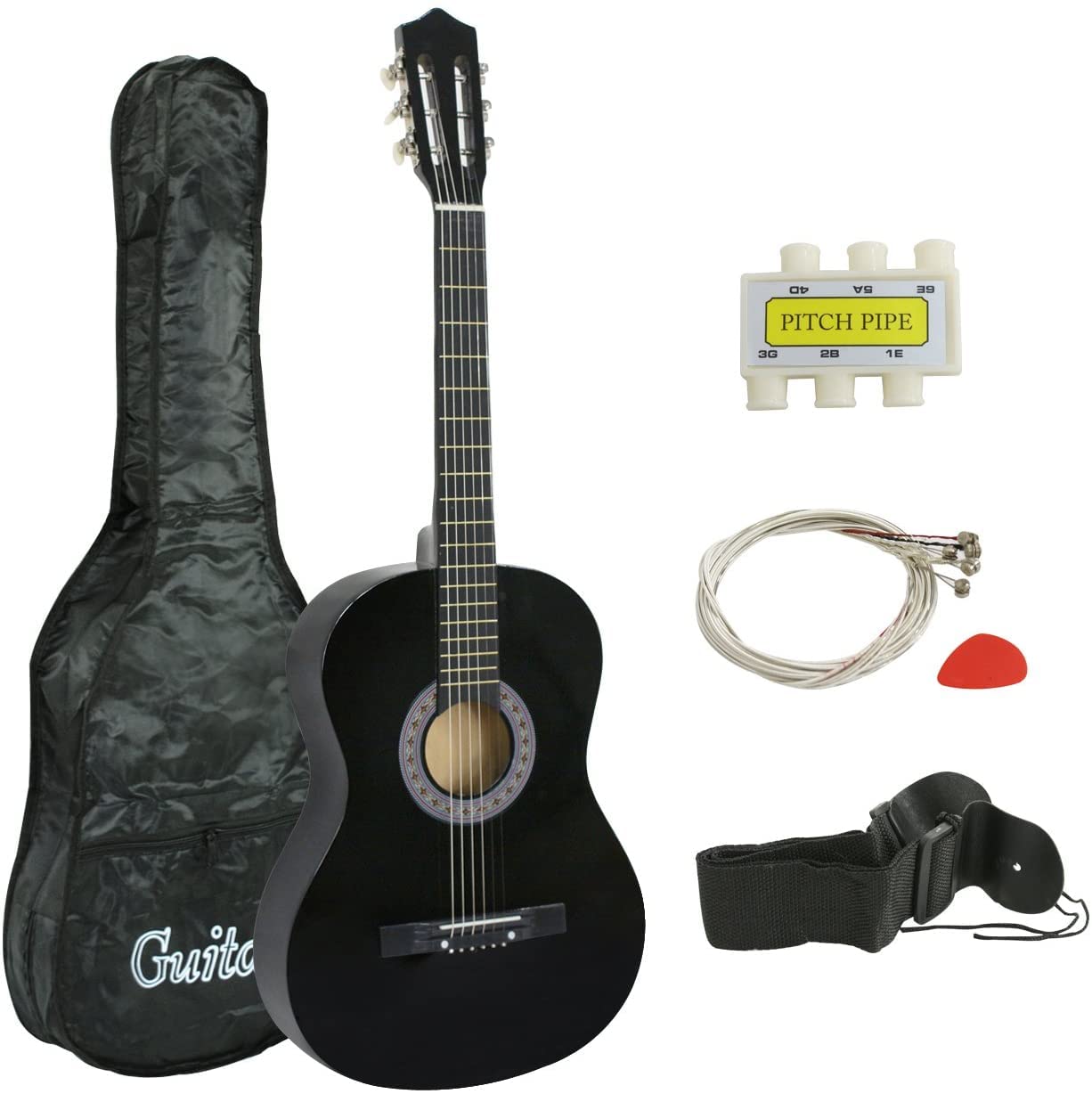 Smartxchoices 38'' Kids Acoustic Guitar Bundle Kit For Starter Beginner Music Lovers, 6-String Folk Guitar With Gig Bag, Extra S
