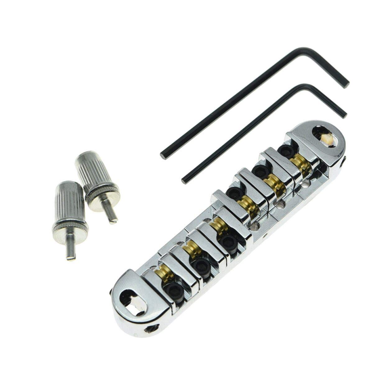 Chrome Lp Electric Guitar Tune-O-Matic Roller Saddle Bridge For Les Paul Sg