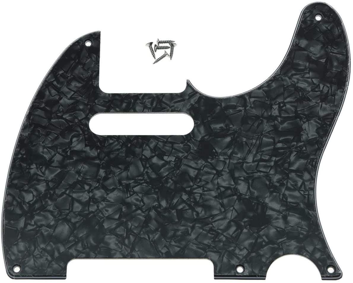 Dopro 5 Hole Vintage Tele Guitar Pickguard Scratch Plate for USA/Mexican FD Telecaster Black Pearl