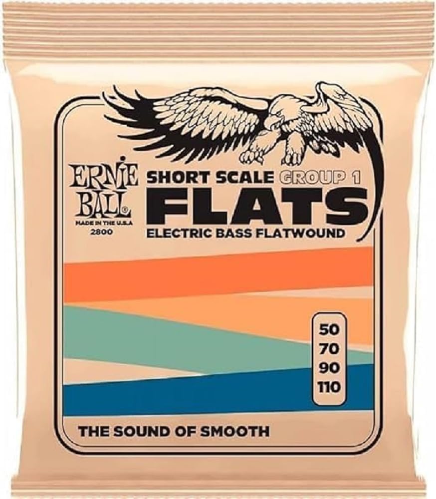 Ernie Ball Flatwound Group 1 Short Scale Electric Bass Strings 50-110 Gauge