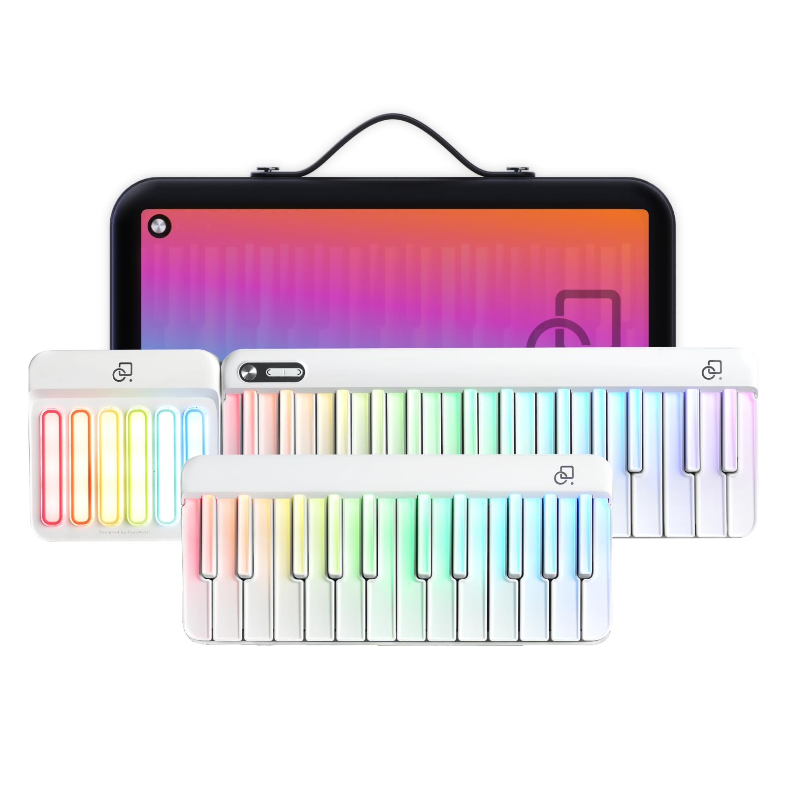 Popupiano Smart Piano Keyboard,Rainbow LED Lights&Free Apps,Learning Portable Keyboard,256 Voices,100+ Auto Chords,MIDI Support,