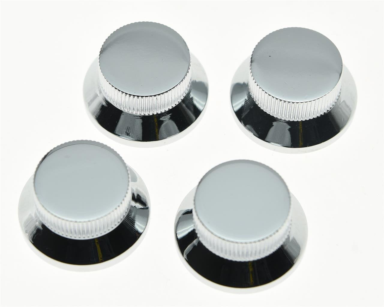 Kaish 4Pcs Chrome Lp Metal Bell Knobs Push On Guitar Bass Top Hat Knob For 5.8Mm Split Shafts