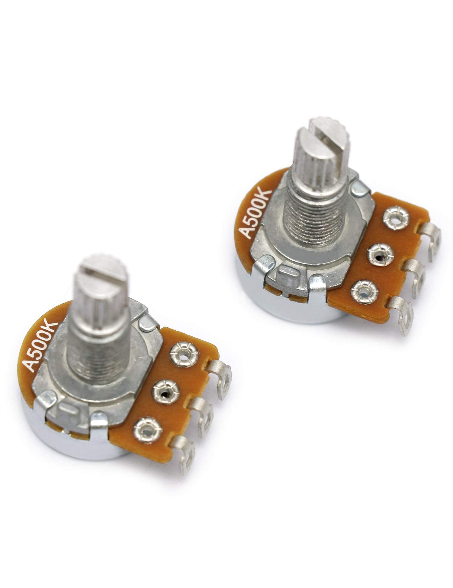 Metallor Mini Alpha Pots Log A500K Volume Audio Potentiometer Electronics For Electric Guitar Or Bass Guitar. (Mini A500K)