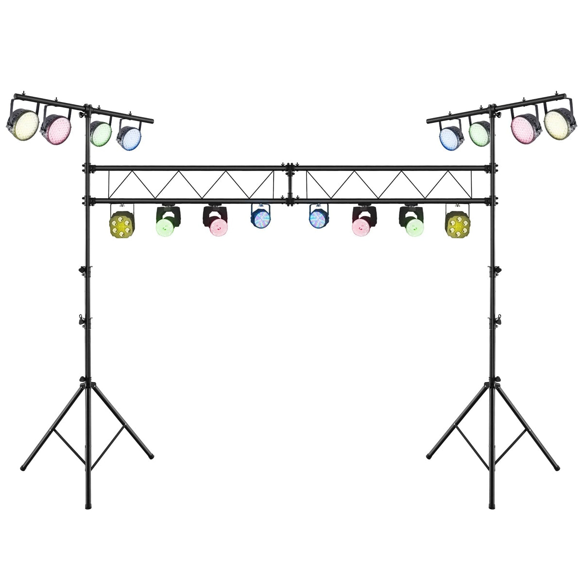 S Afstar Dj Light Stand, 14 Ft Heavy Duty Metal Lighting Truss System W/Adjustable T Bars, 32 Mounting Points & Triangle Foot, P