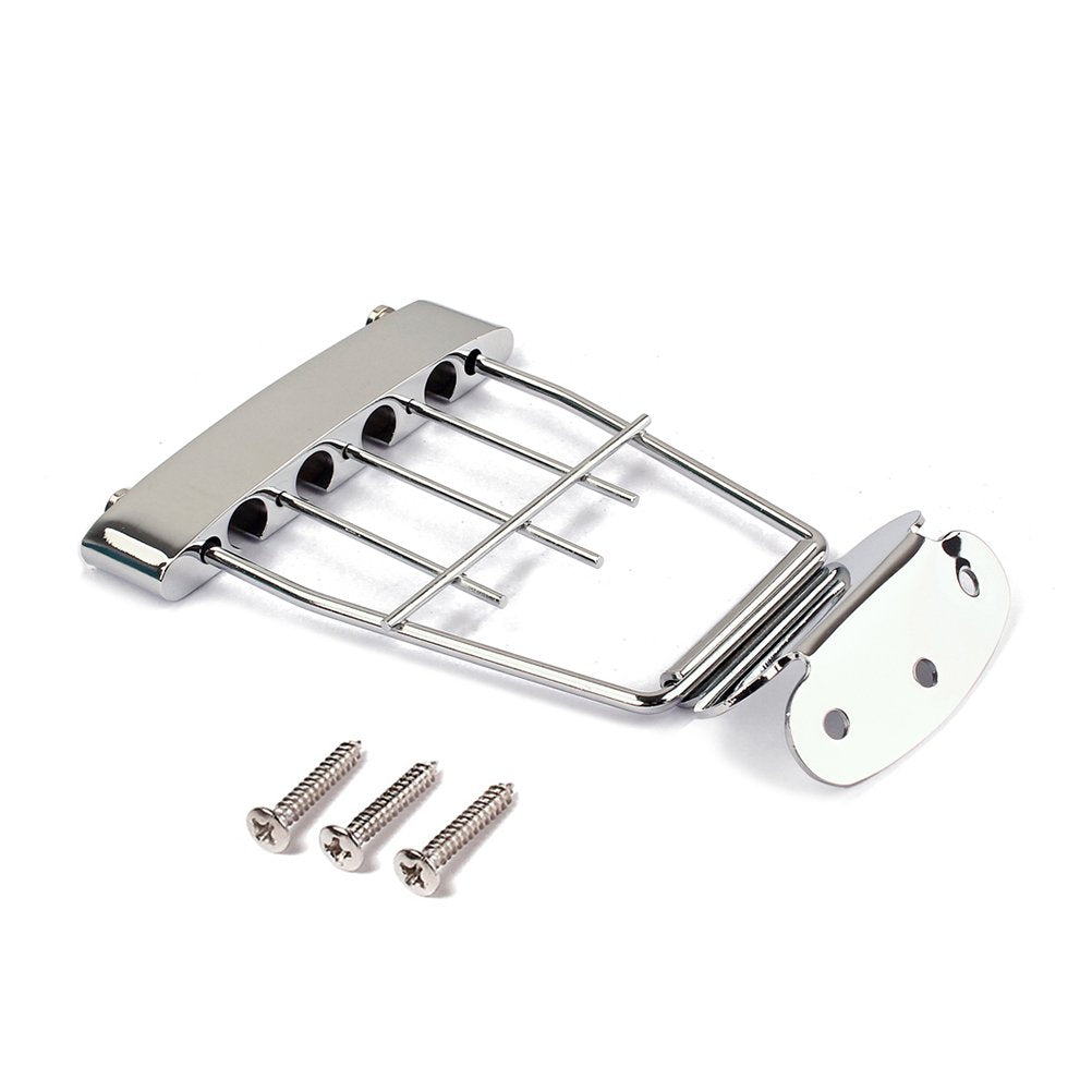 Ultnice 4 String Guitar Trapeze Tailpiece Adjustable Guitar Tailpiec Bridge With Screws For Archtop Jazz Bass Guitar 15Mm Spacin