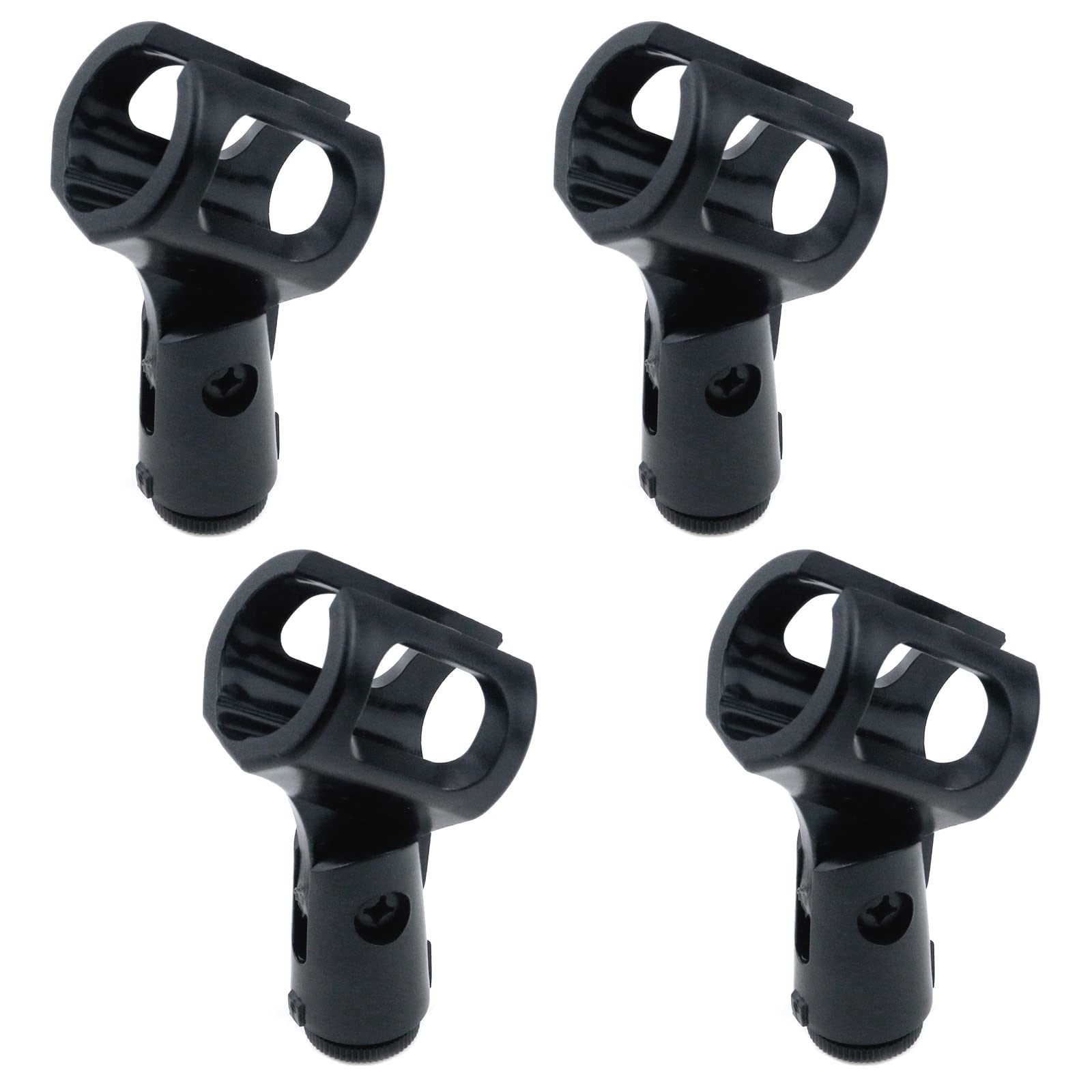 Pastlla 4Pcs Microphone Clip Rubber Flexible Mic Holder Handheld Wireless Adjustable Angle Mic Holder (Inner Diameter Range 30-5