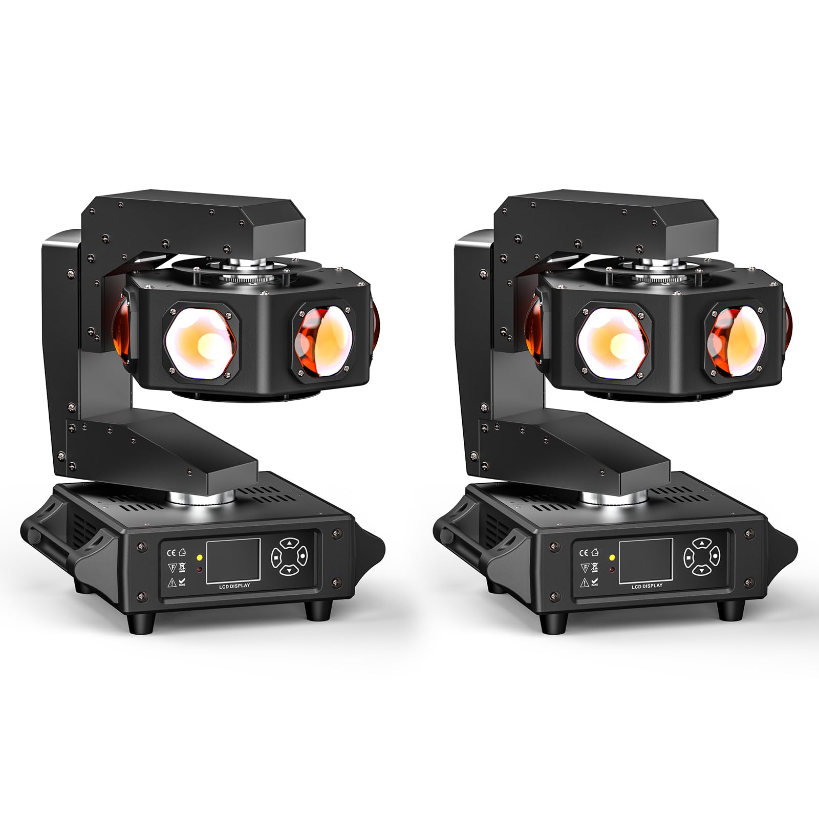 Moving Head Light 6 x 40W RGBW Stage Lighting DJ Lights Beam Spotlight 14/16 CH Wash Light with DMX and Sound Activated for Chur