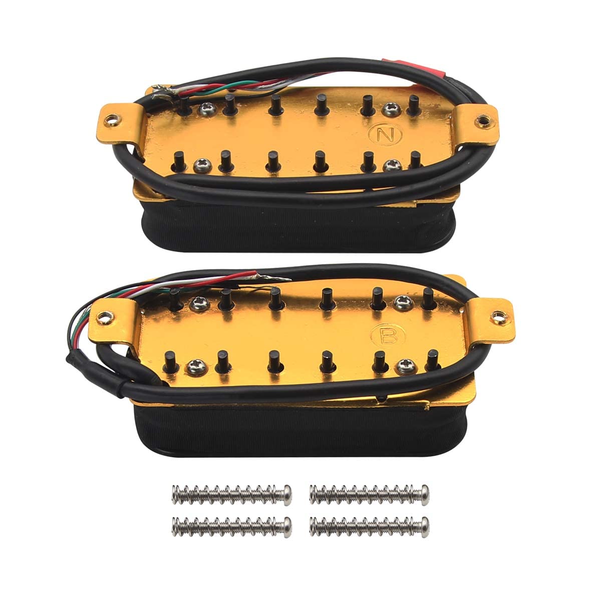 FLEOR Neck+Bridge Pickup Set Ceramic Double Coil Humbucker Pickups for Electric Guitar Pickup Replacement-Black