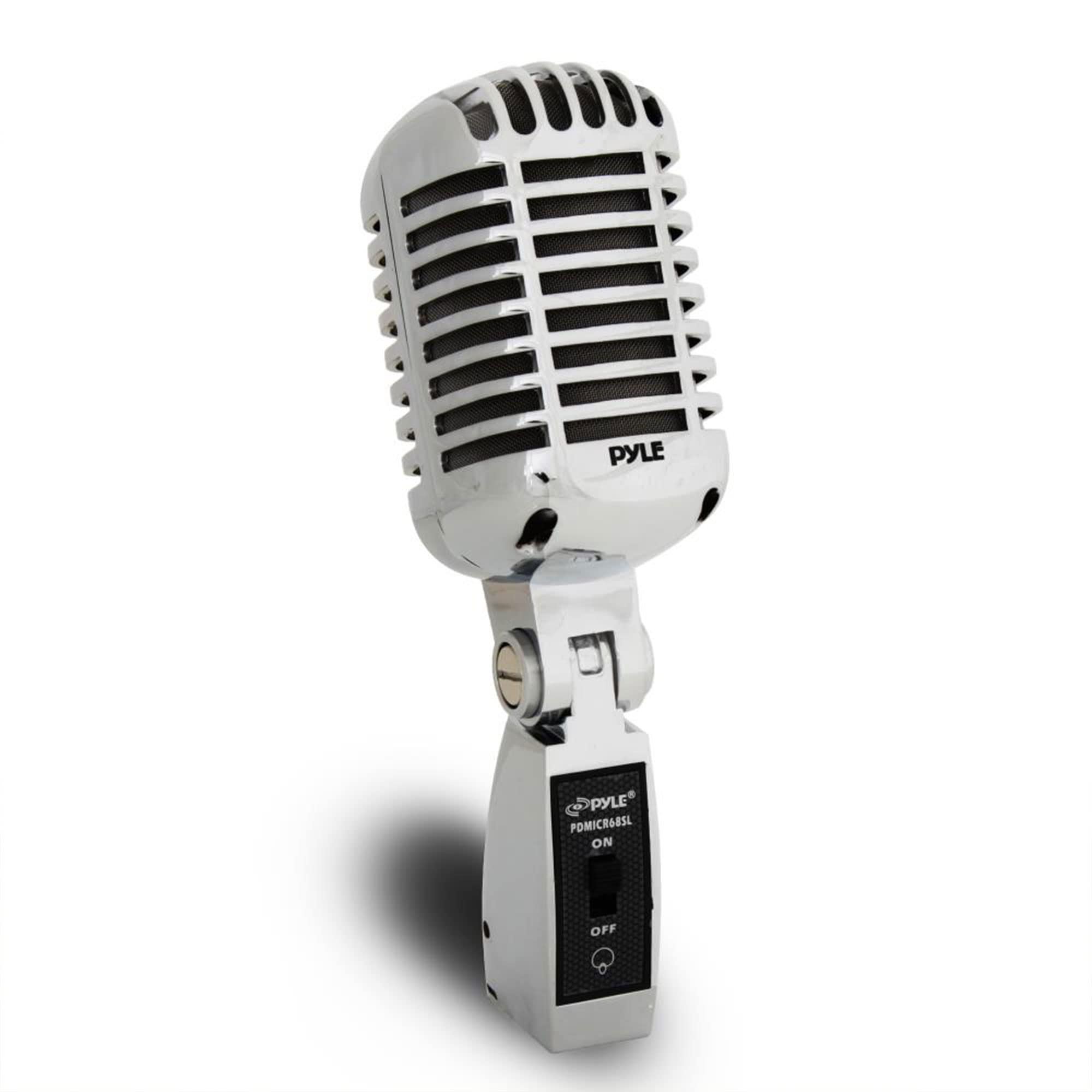 Pyle Classic Retro Dynamic Vocal Microphone - Old Vintage Style Metal Unidirectional Cardioid Mic with XLR Cable - Universal Sta