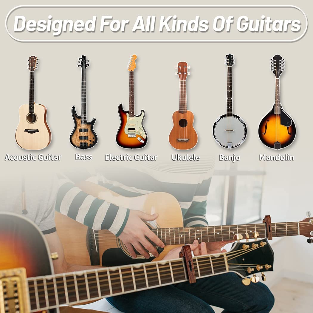 Capo,Guitar Capo,Rosewood Capo with Pick Holder and Picks for Acoustic Electric Guitar,Ukulele,Mandolin,Banjo