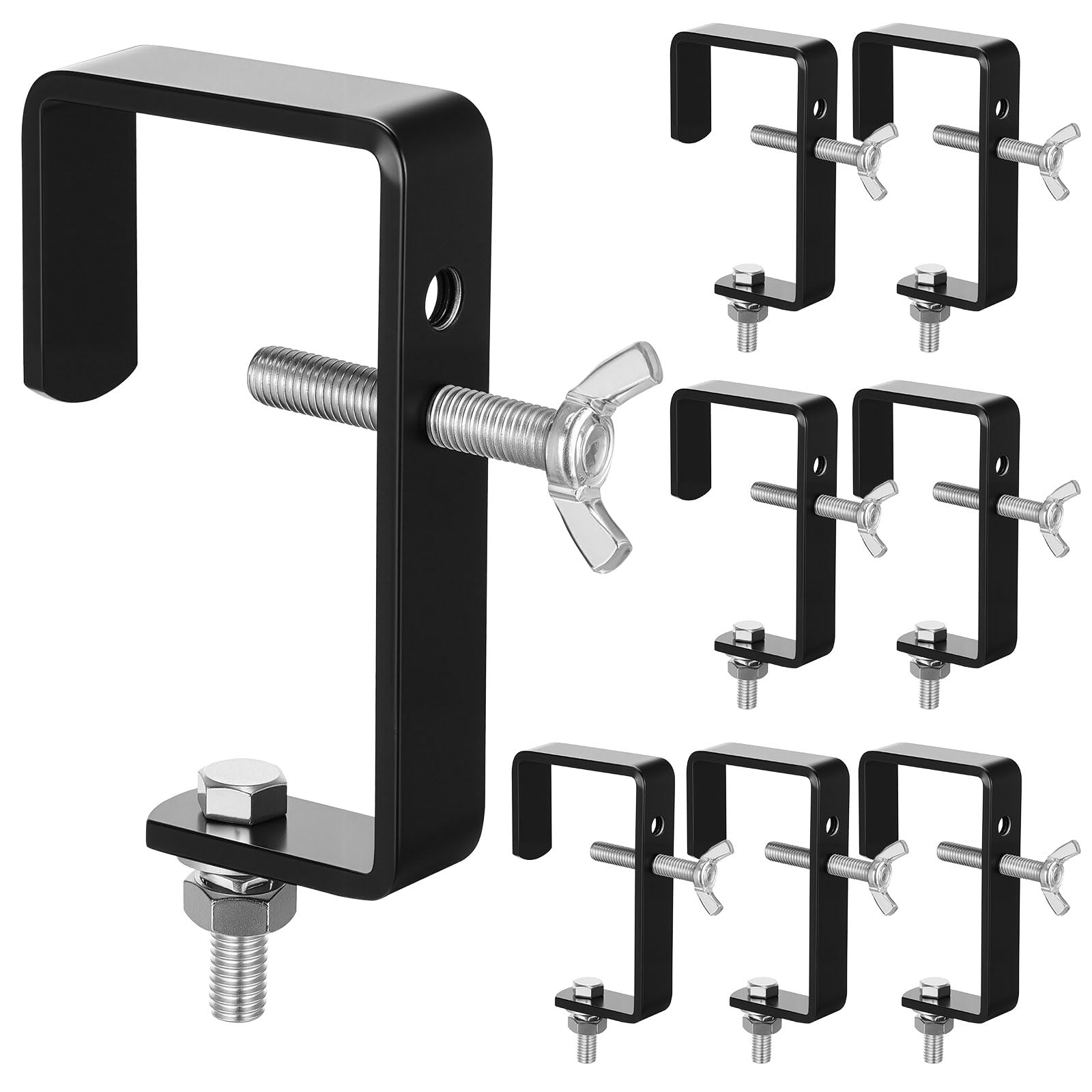 Zonon 8 Pack Square Tube Truss Clamp Hook, Heavy Duty Stage Light Clamp for Square Truss 40-60mm OD, Galvanized Iron DJ Light Ho