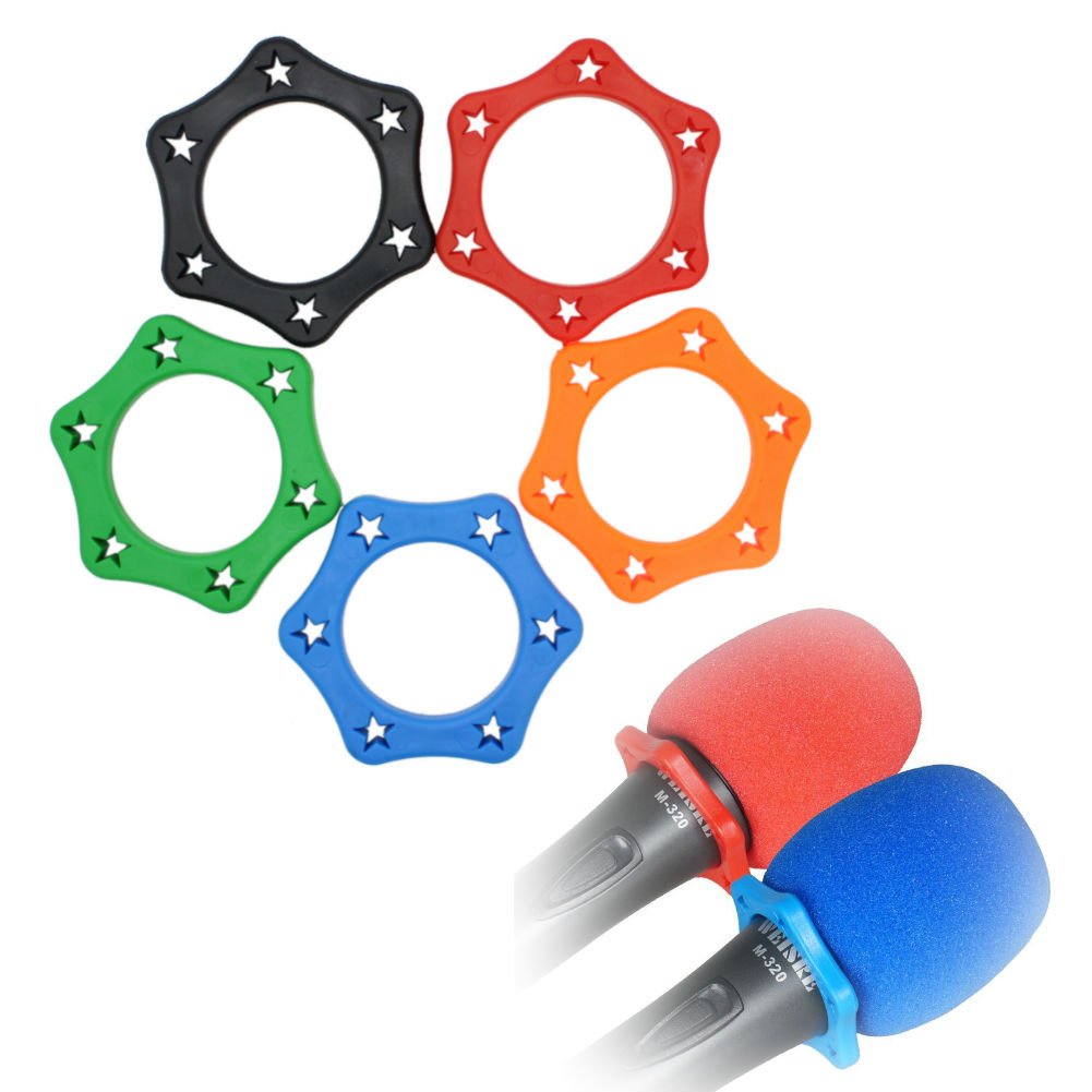 Akoak 5 Pack Assorted Color Rubber Wireless Slip Holder Stand Roller Mic Microphone Handheld Microphone Anti-Rolling Protection
