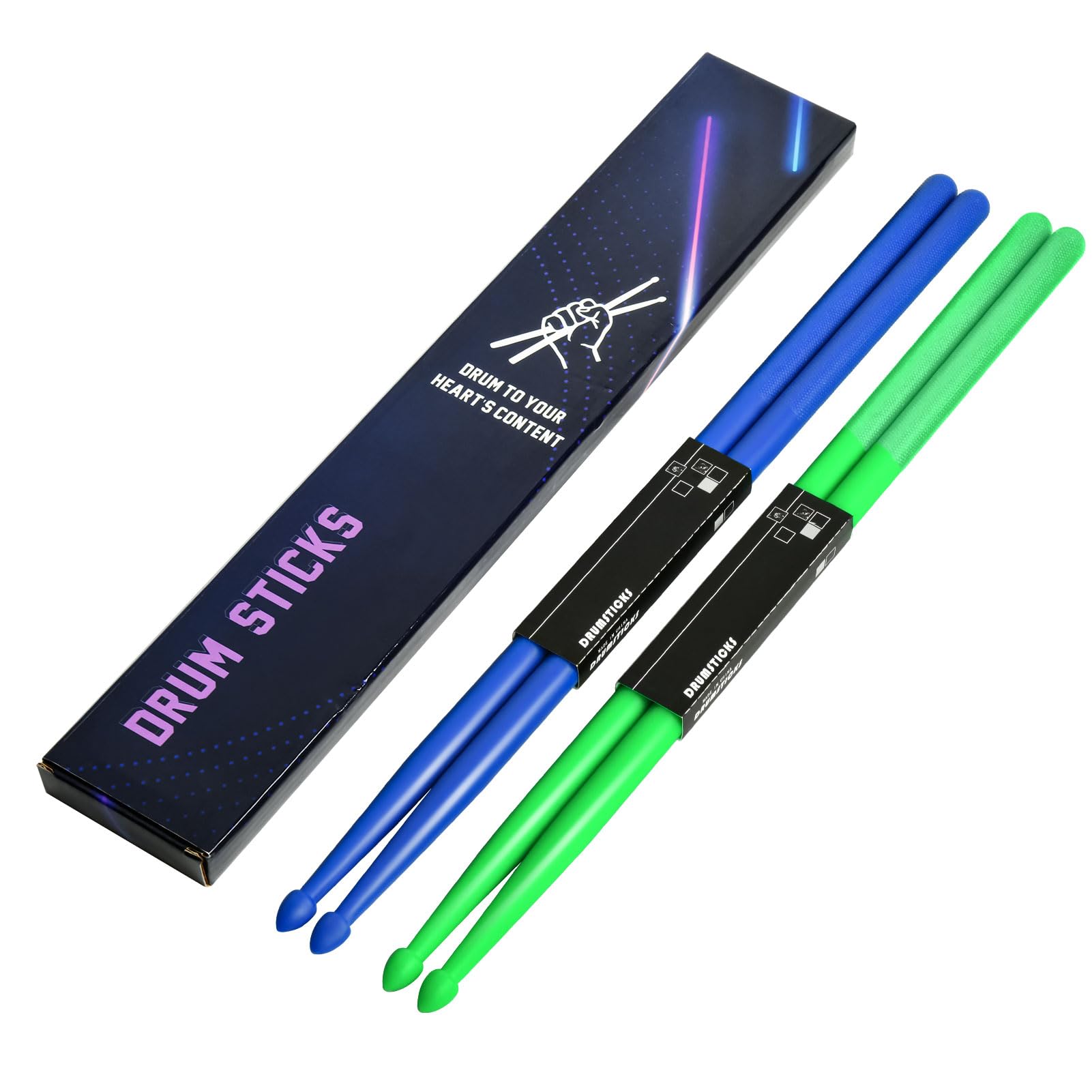 OIETON 2 Pairs of 5A Nylon Drum Sticks, Plastic Drum Sticks with Non-Slip Handles for Kids Adults Electronic Drums Exercise Inst