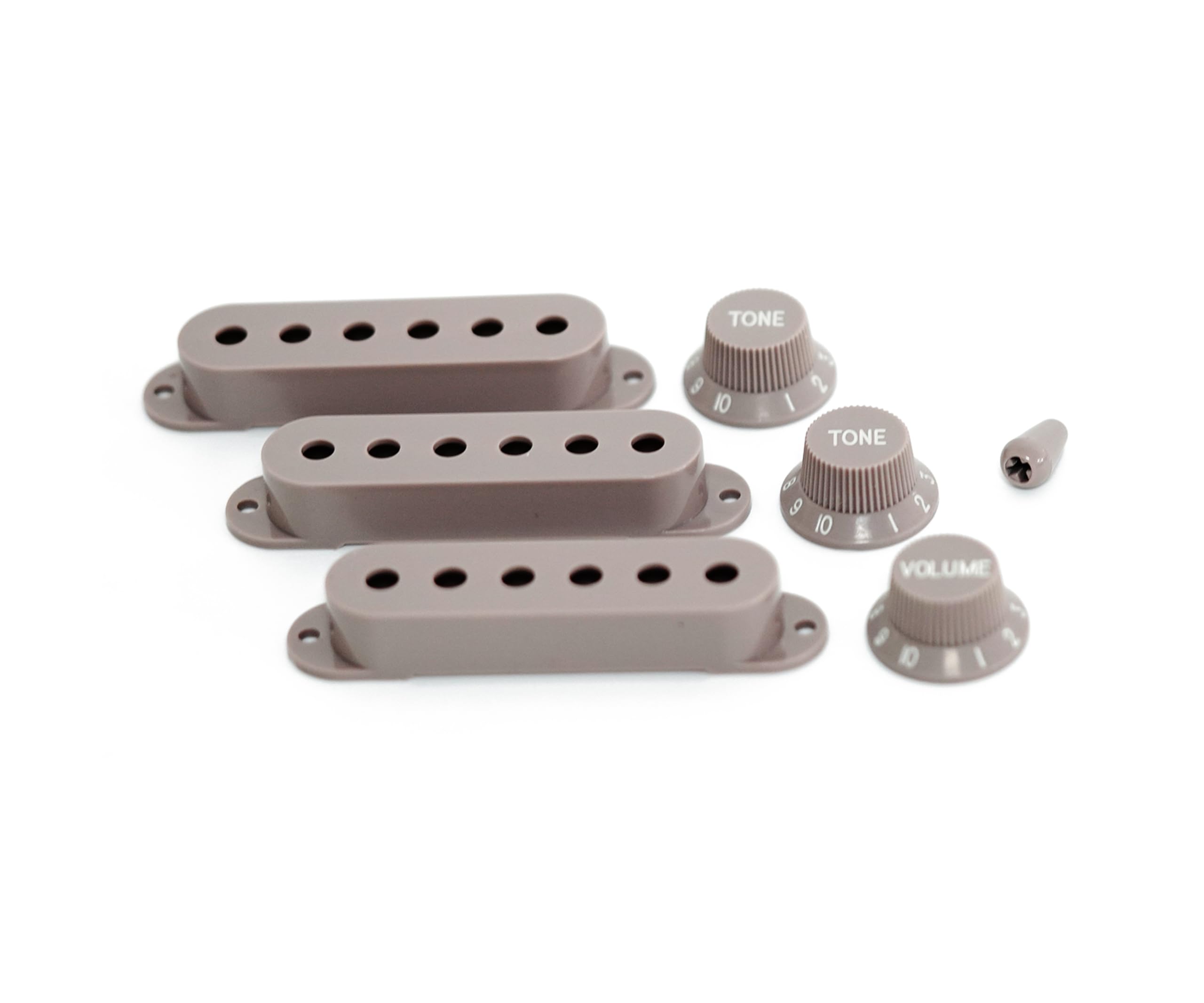Guyker 3Pcs Plastic Guitars Single Coil Pickup Covers (52Mm Pole Spacing) & 1 Volume 2 Tone 1V2T Switch Knobs & Switch Tip Cap P
