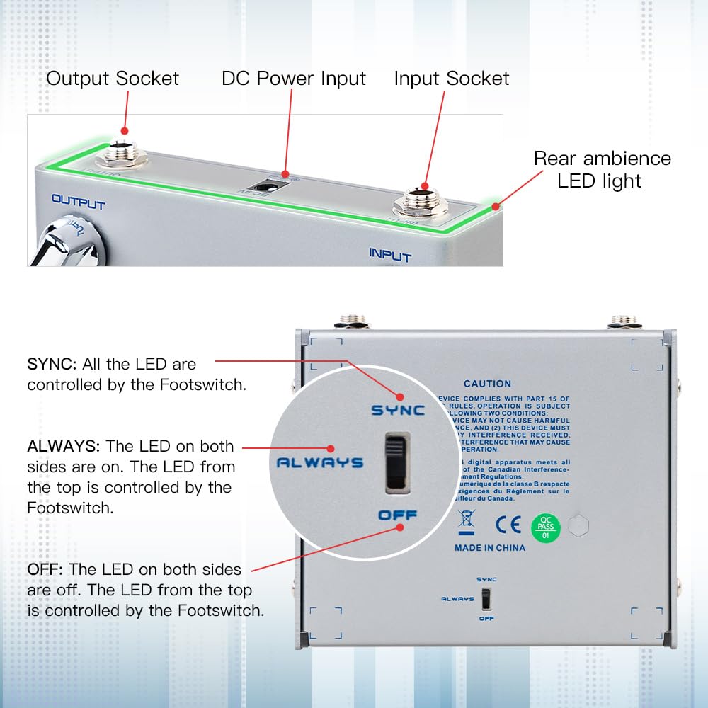 JOYO Compressor Effect Pedal with Precise Compression Knobs Adjusting Independent for Bass Electric Guitar- True Bypass (AVALLON
