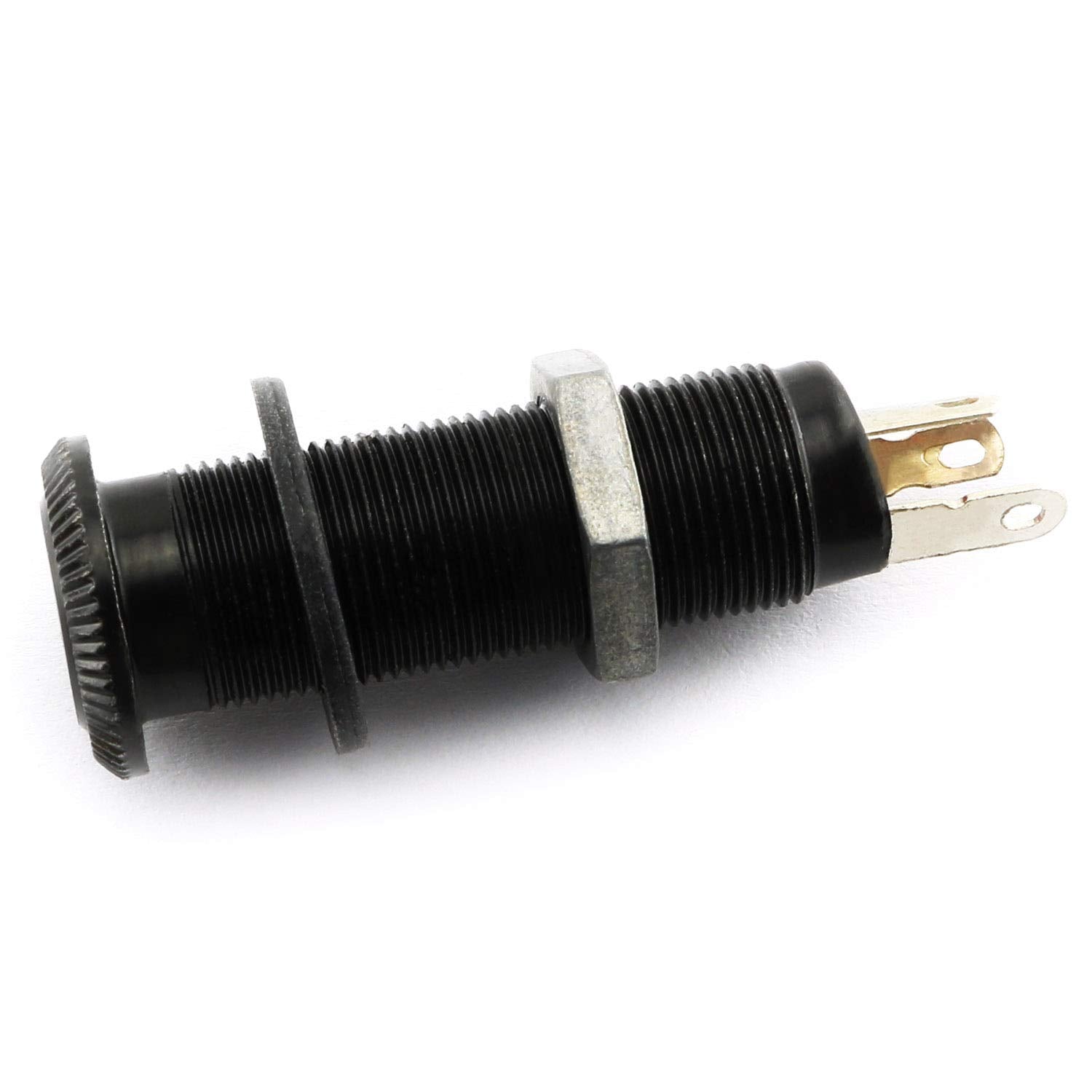 Longdex Bass Barrel Jack Black Cylinder Stereo 1/4'' Flush Mount Output Jack Input Plug Sockets with 3 Pins for Electric Guitar
