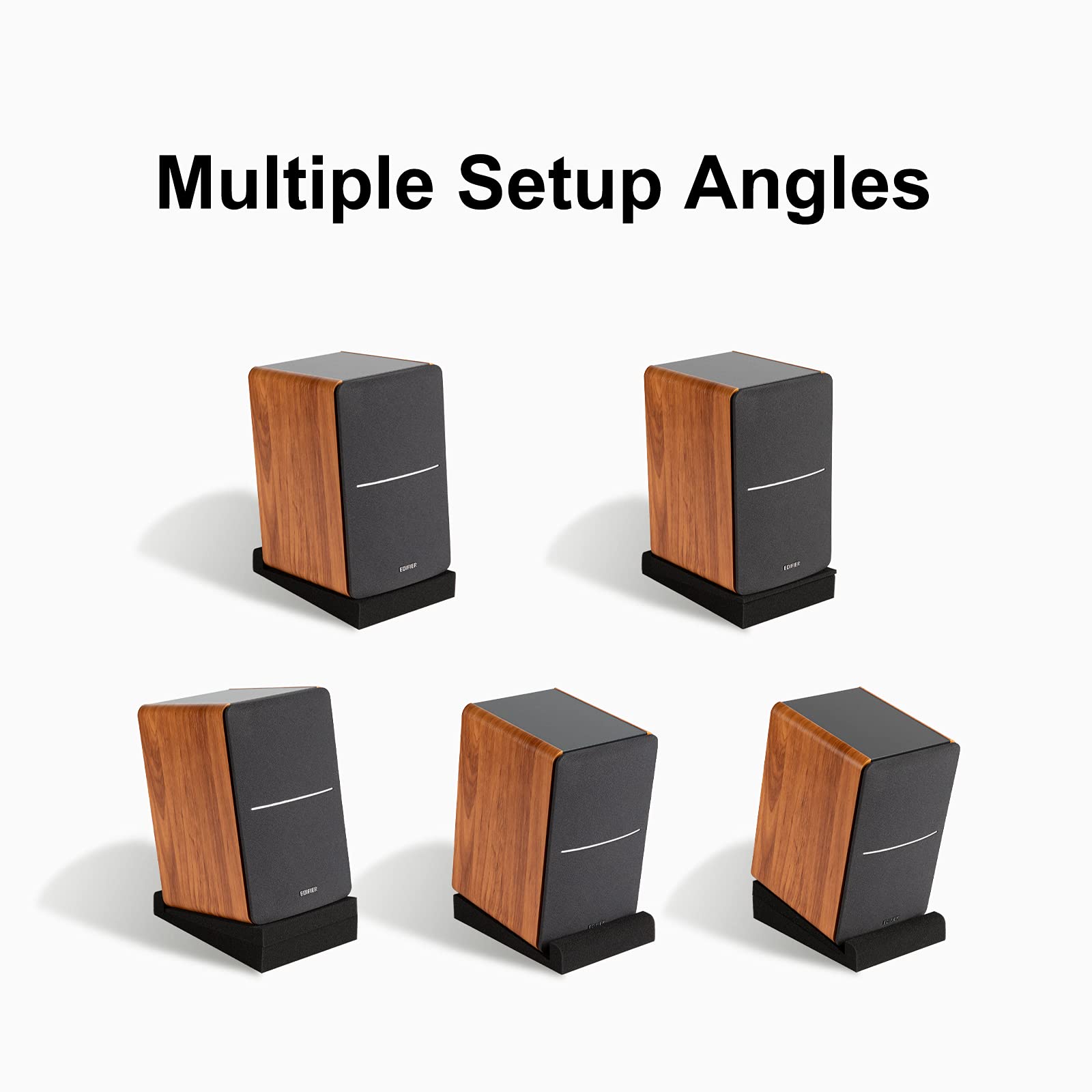 SS5 Studio Monitor Isolation Pads, High-Density Acoustic Foam Tilted Tabletop & Desktop Speaker Stands for Midsize Bookshelf Com