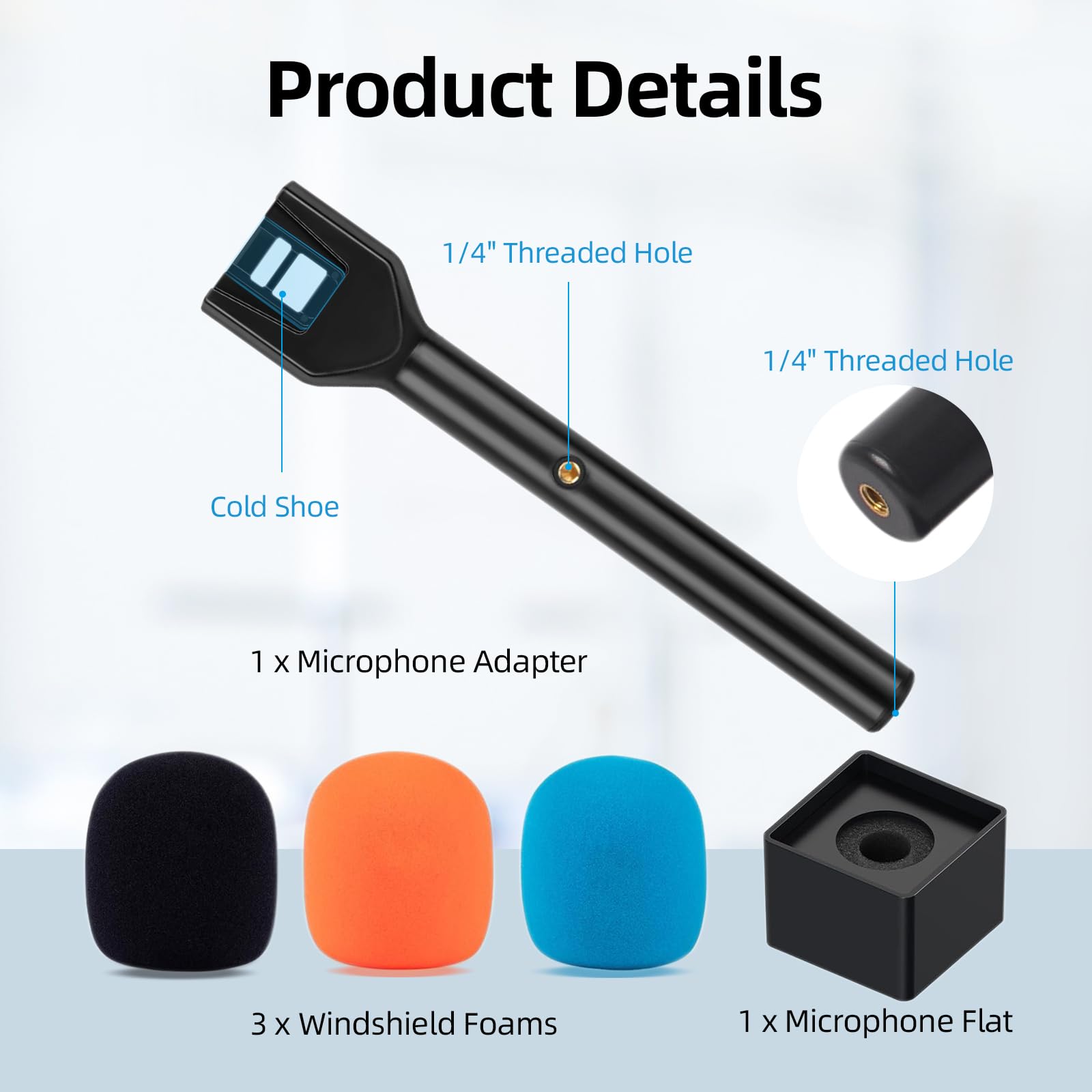 CaTeFo for DJI Mic Handle DJI Mic Mini Rode Wireless Go Microphone Stand Handheld Interview Go Grip with 1/4'' Thread 3 Color Fo