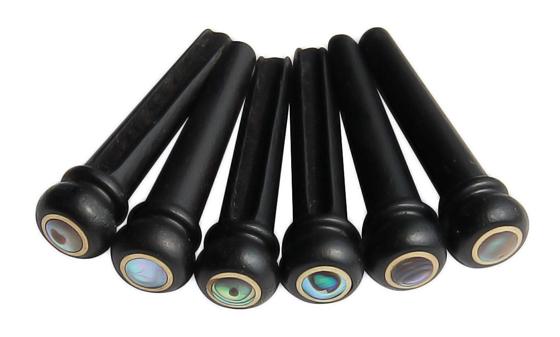 Blisstime 6Pcs Ebony Guitar Pins Inlaid Abalone Dot Acoustic Guitar Replacement Parts