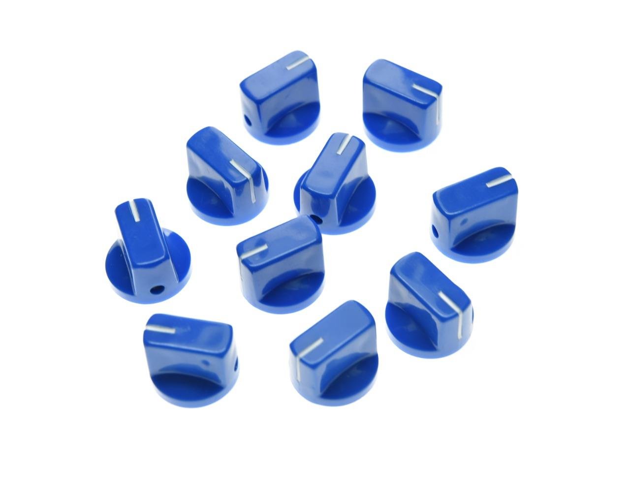 KAISH 10pcs Guitar AMP Effect Pedal Knobs Pointer Knob with Set Screw Blue