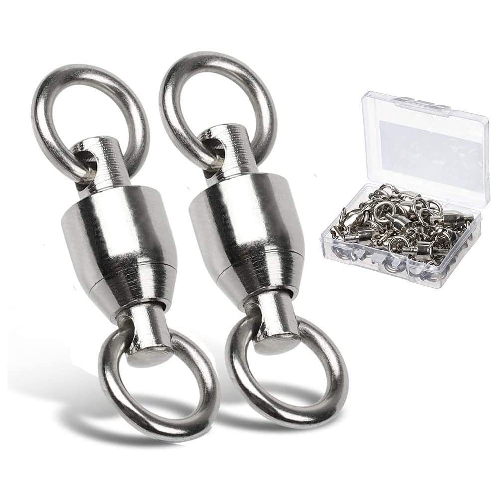 Amysports Ball Bearing Swivels Connector High Strength Stainless Steel Solid Welded Rings Barrel Swivels Saltwater Freshwater Fi