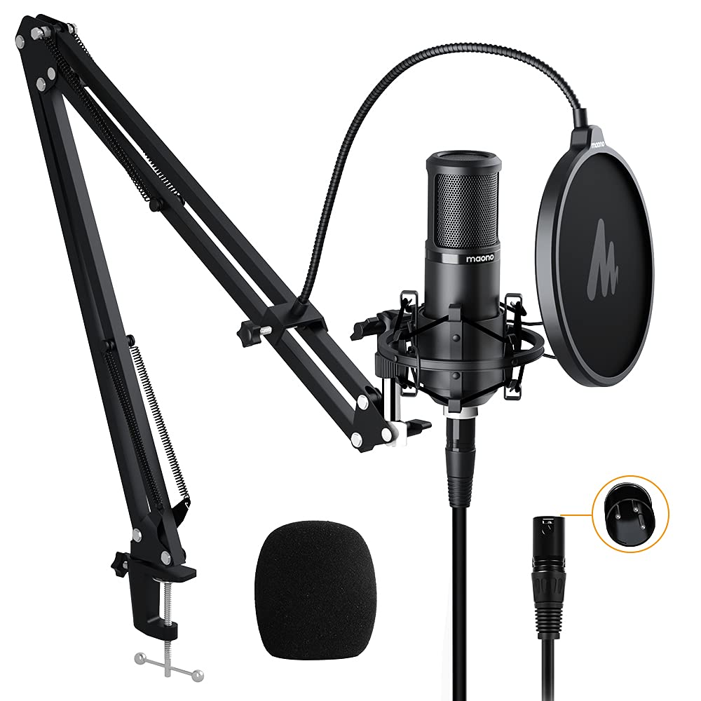 Maono Xlr Condenser Microphone, Professional Cardioid Studio Recording Mic For Streaming, Podcasting, Singing, Voice-Over, Vocal