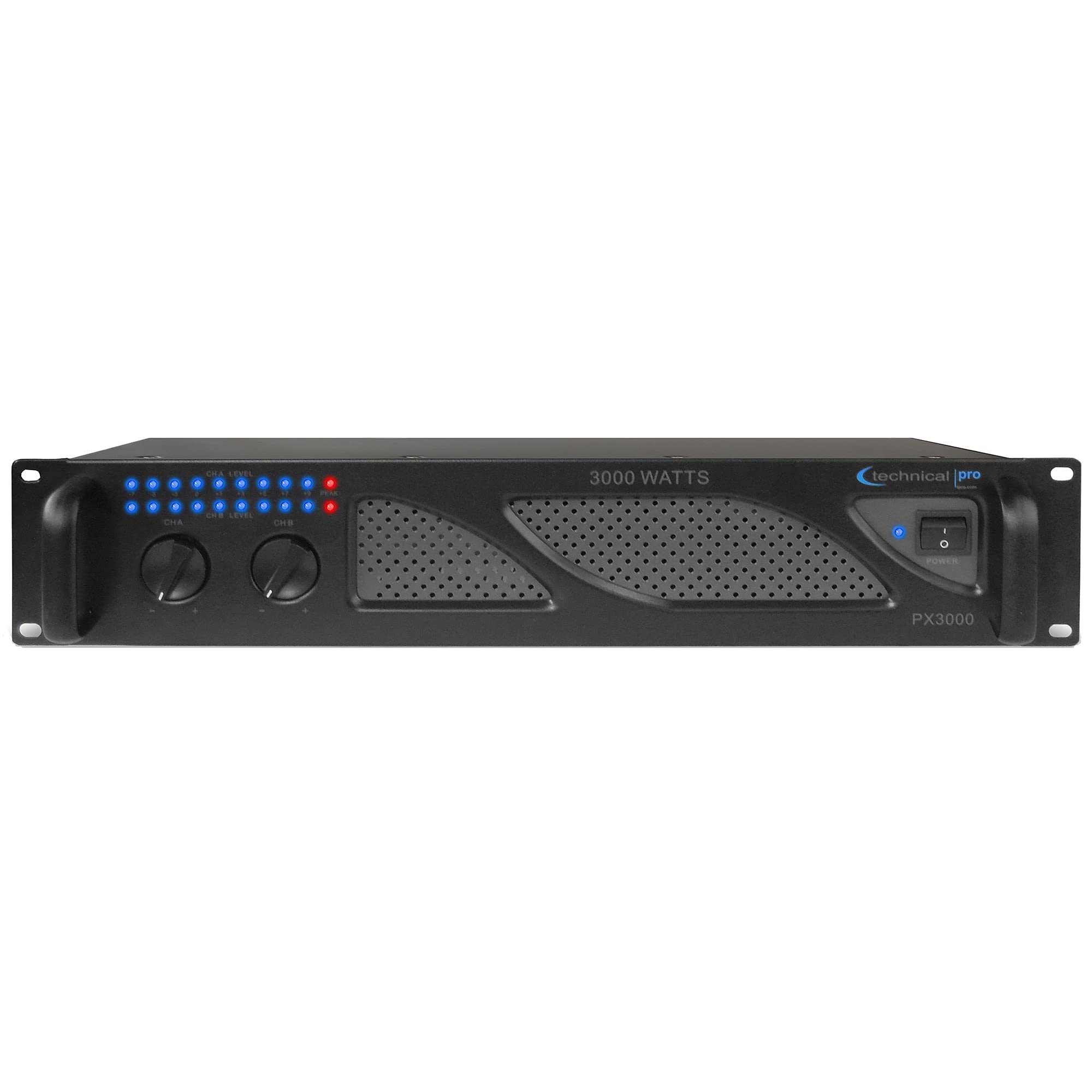 Technical Pro Professional 3000 Watts 2U 2-Channel DJ Power Amplifier with Dual Cooling Speed Fans and Integrated Power Stabiliz