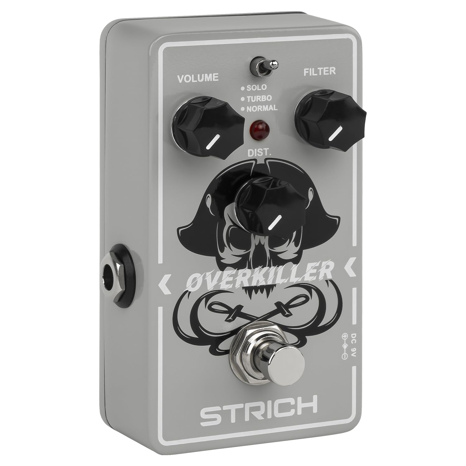 Strich Overkiller Metal Distortion Pedal For Electric Guitar, Compact Mini Unit, True Bypass, 3 Control Knobs, Volume, Filter, D