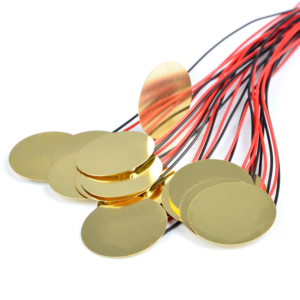 TIMESETL 15pcs Piezo Pickup 27mm Piezo Amplifiers Discs with 13'' Leads for Acoustic Guitar Drum