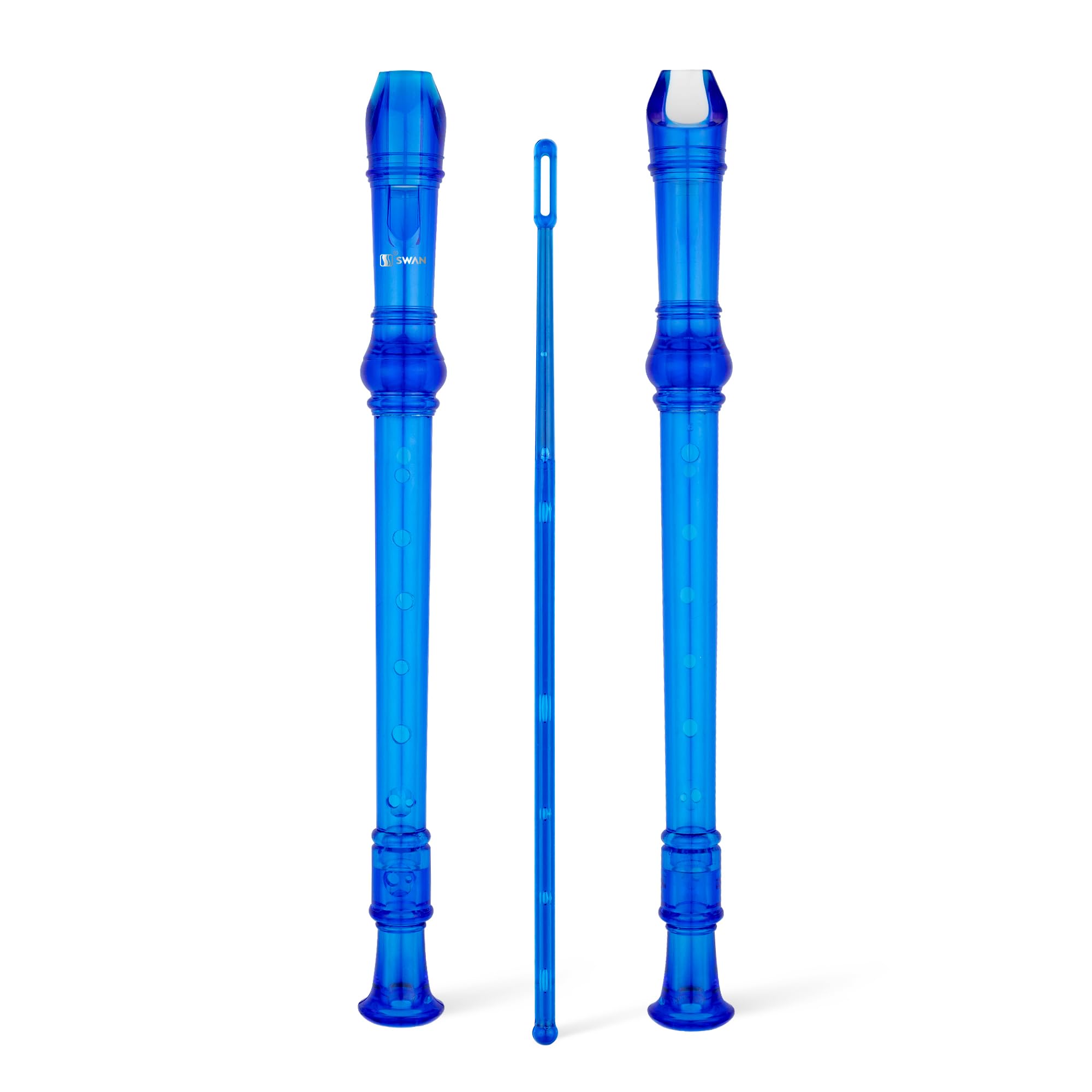 SWAN Soprano Recorder Instrument for Beginners Children - Baroque Style 8 Hole Flute Detachable 3pcs ABS Descant Recorders with 