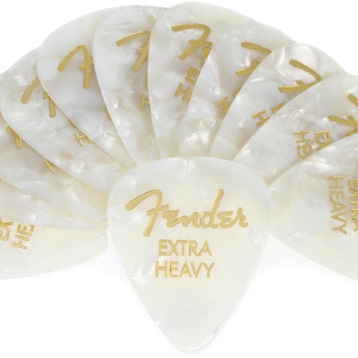 Fender Premium Celluloid Guitar Picks 351 Shape, White Moto, Extra ...