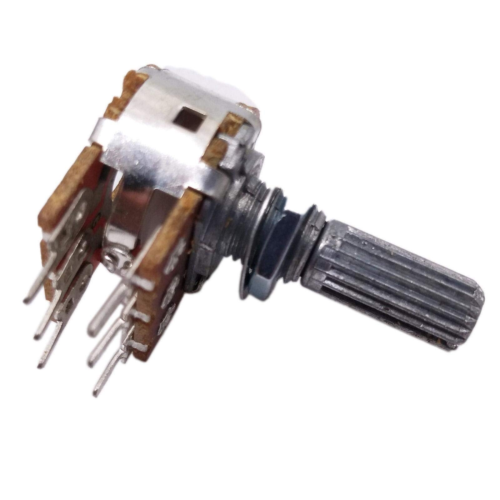 10pcs 50K ohm B50K Dual Stereo Potentiometer Pots Shaft S 15mm 6Pin