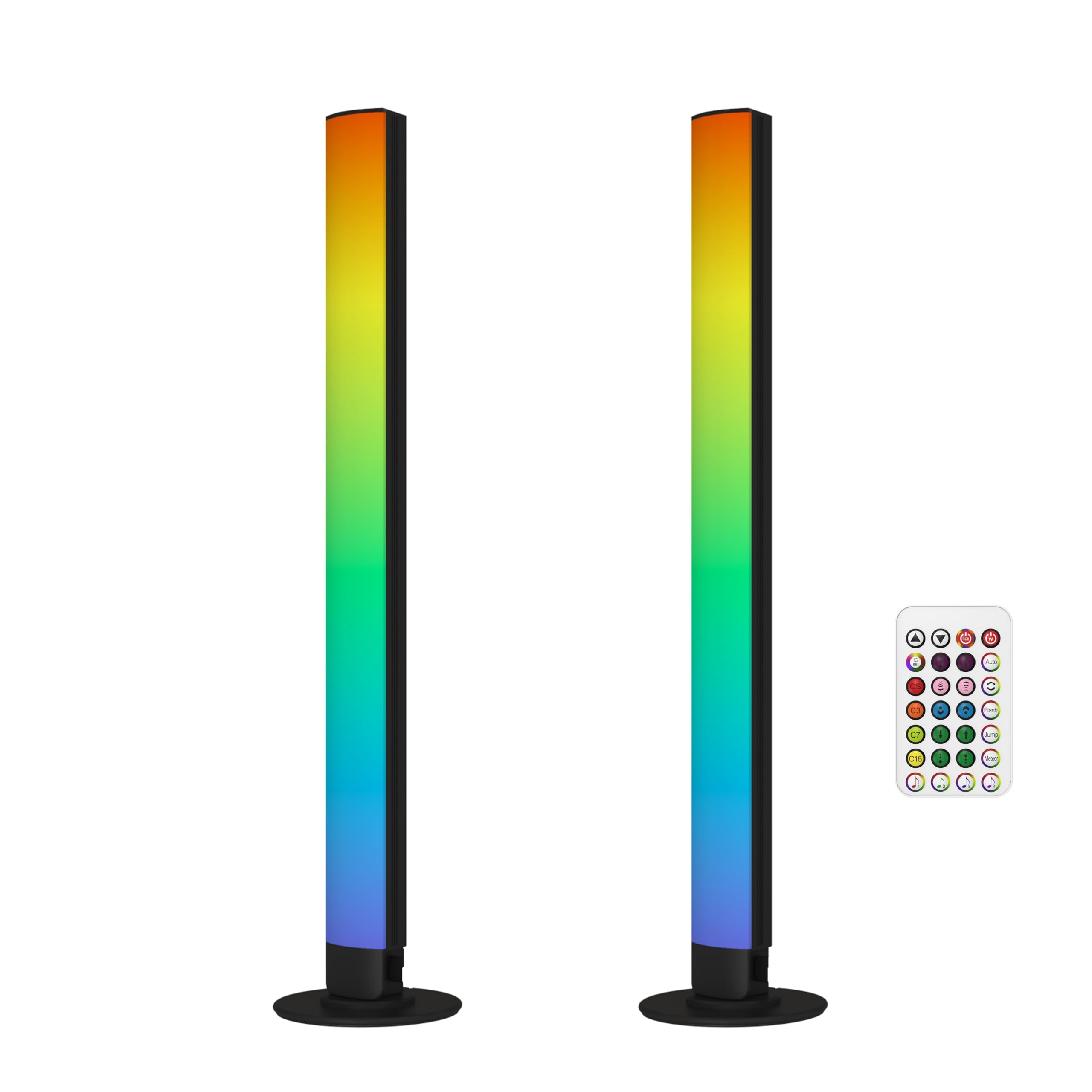 RGB Smart LED Desk Light Bars 2-Pack Music Sync Standing Light Bars for Gaming, Home Office & Ambient Lighting (Remote Control)